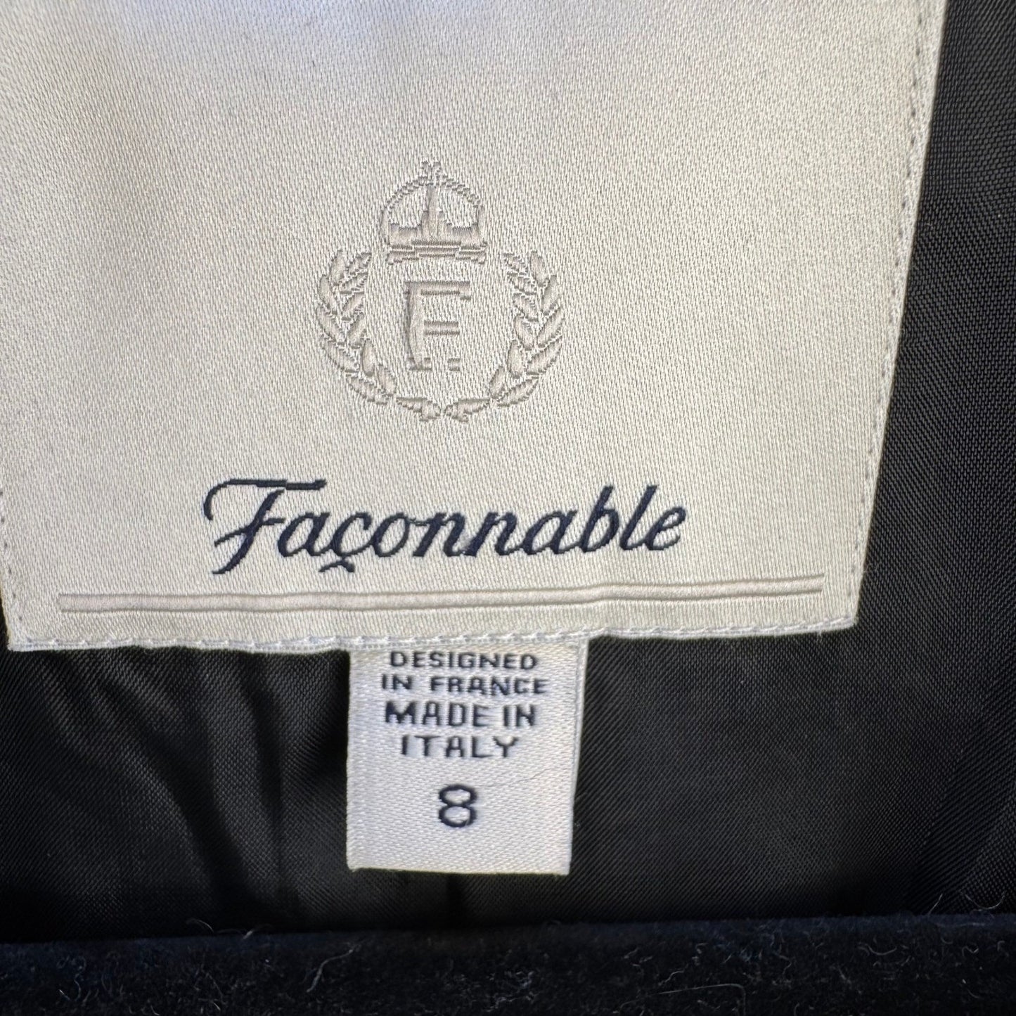 Faconnable Old Money Italian Minimalist Blazer Jacket Quiet Luxury Grey Womens 8