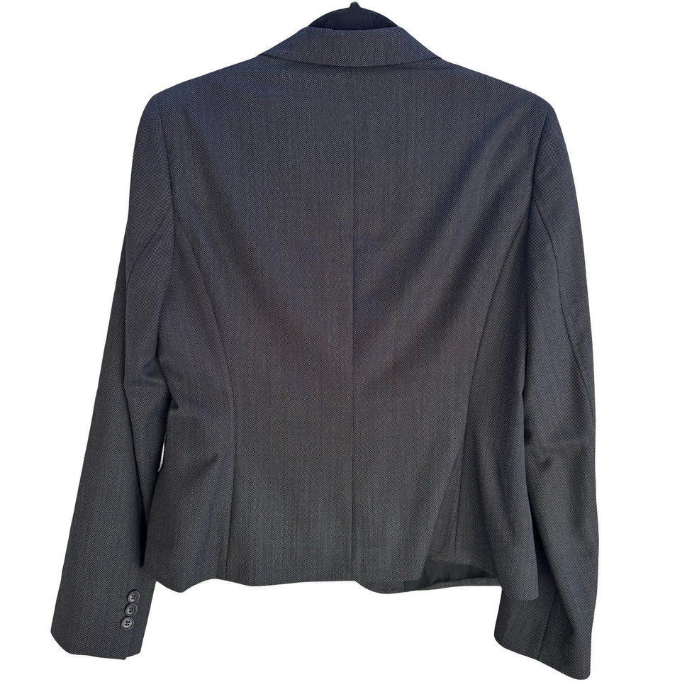 Faconnable Old Money Italian Minimalist Blazer Jacket Quiet Luxury Grey Womens 8