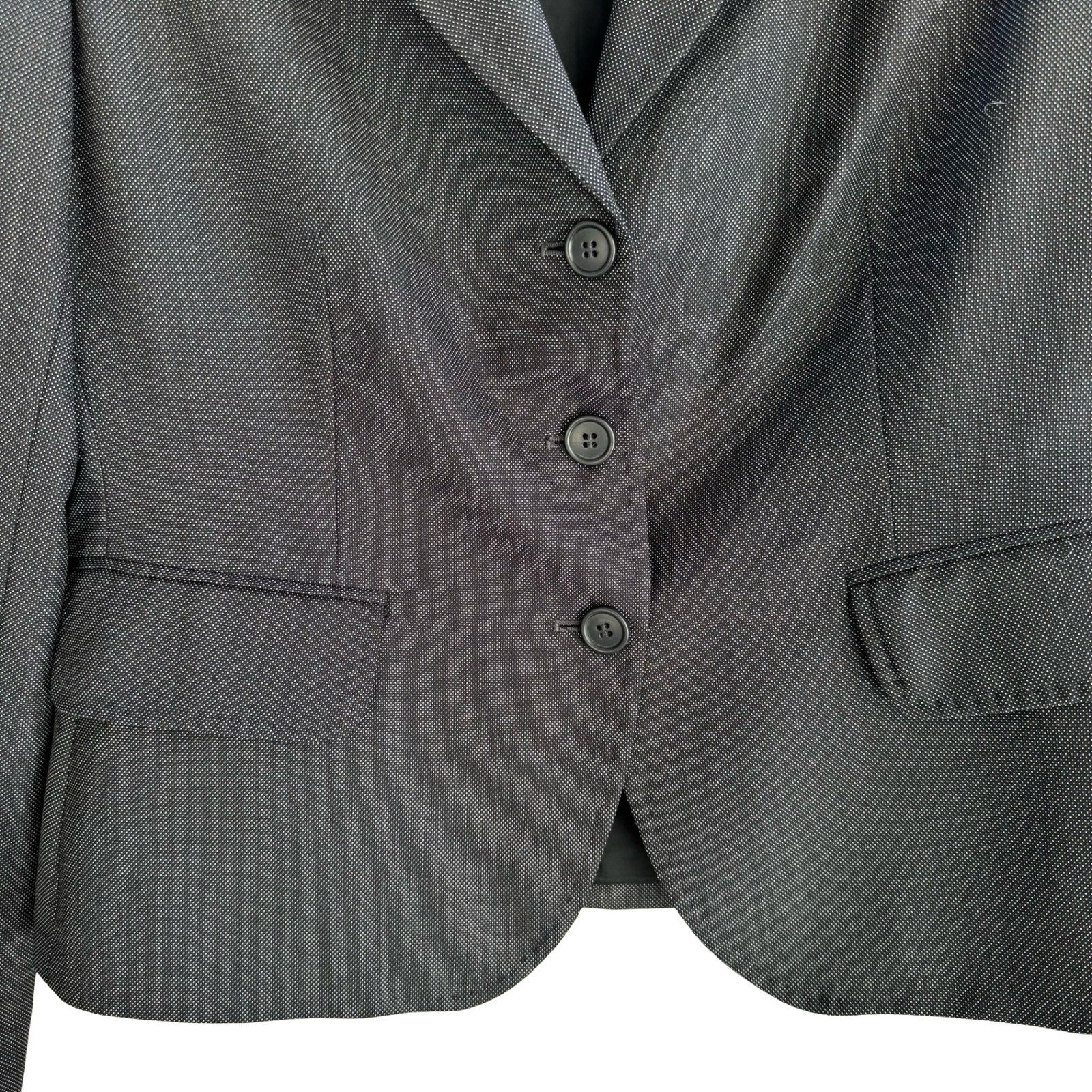 Faconnable Old Money Italian Minimalist Blazer Jacket Quiet Luxury Grey Womens 8
