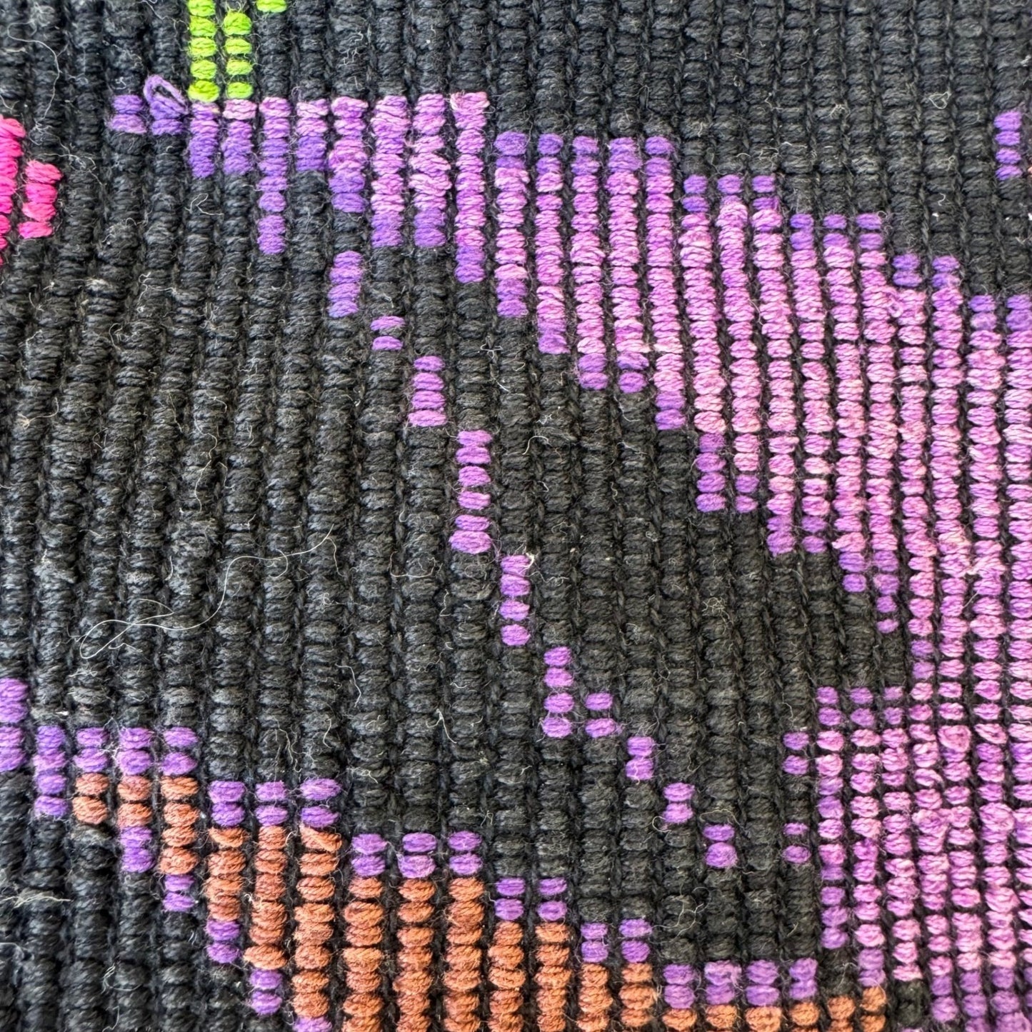 Vintage Handwoven Bird Floral Tapestry Pouch Black Multi Boho Zipper Clutch Bag