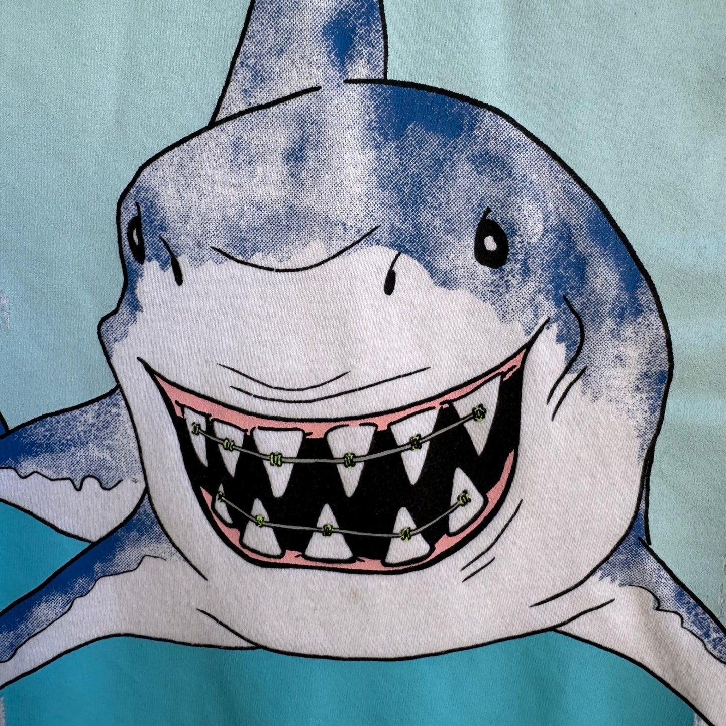 Cat & Jack Shark Braces Graphic Shirt Nautical Kidcore Quirky Kids L Womens S