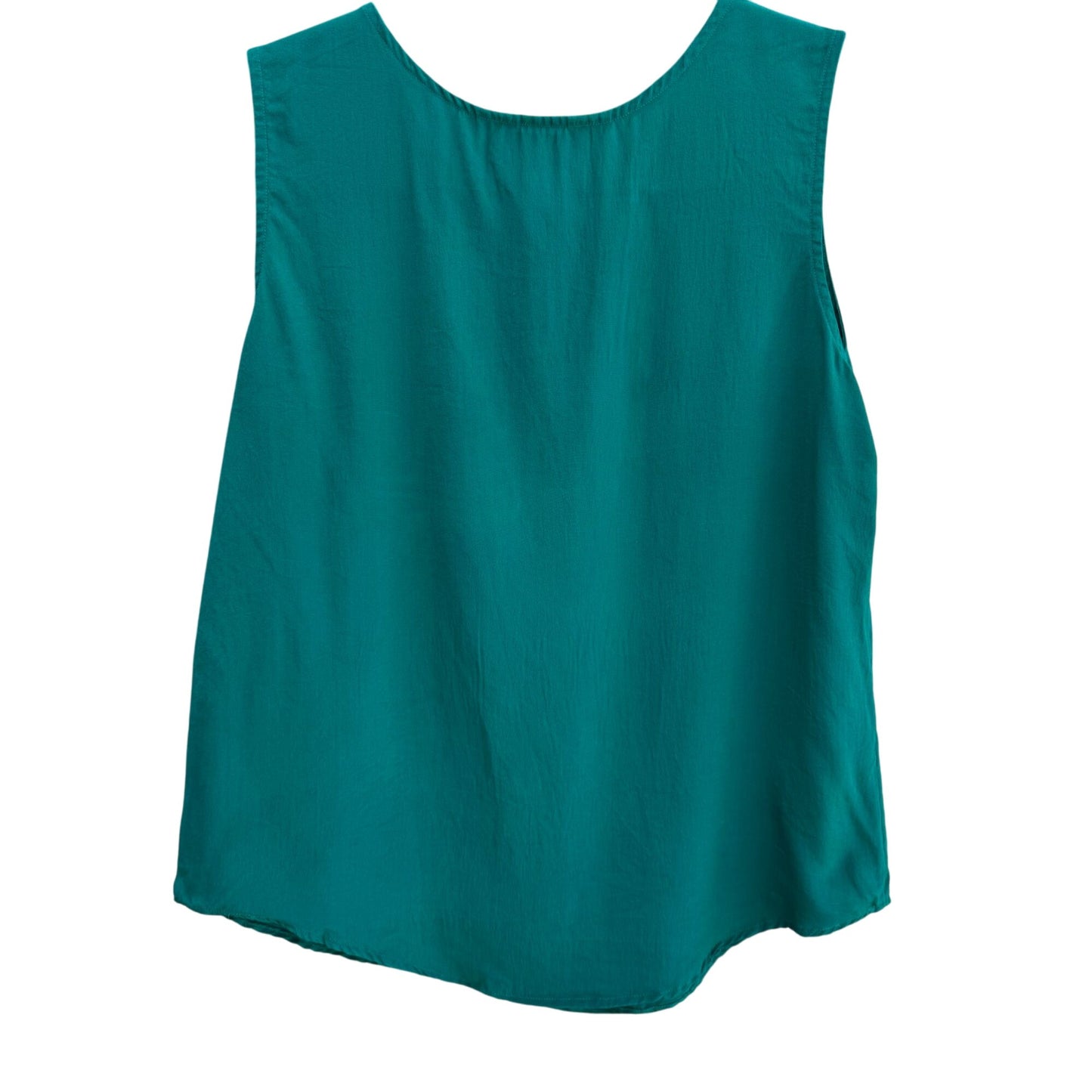 Angela Tong Womens Silk Sleeveless Lightweight Minimalist Green Blouse Top 6