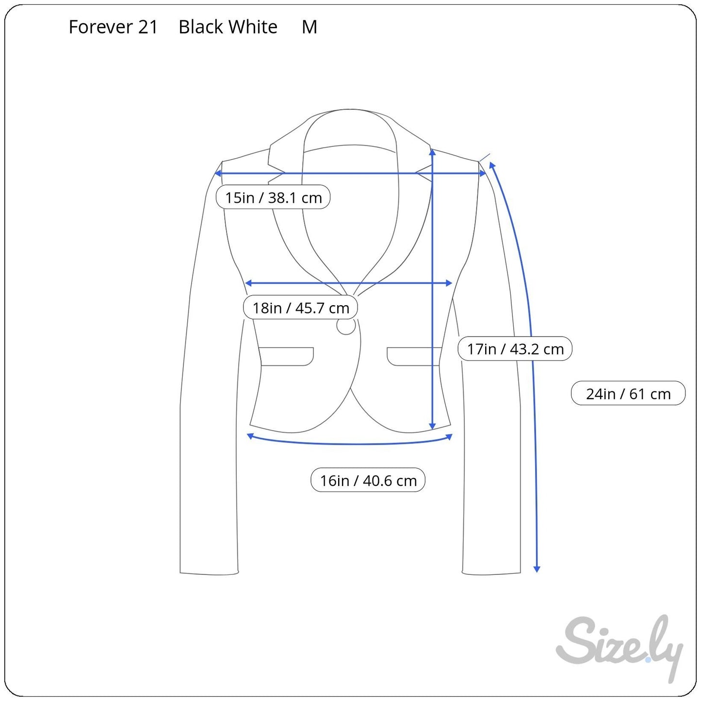 Forever 21 Womens Black White Tweed Cropped Double Breasted Blazer Jacket M