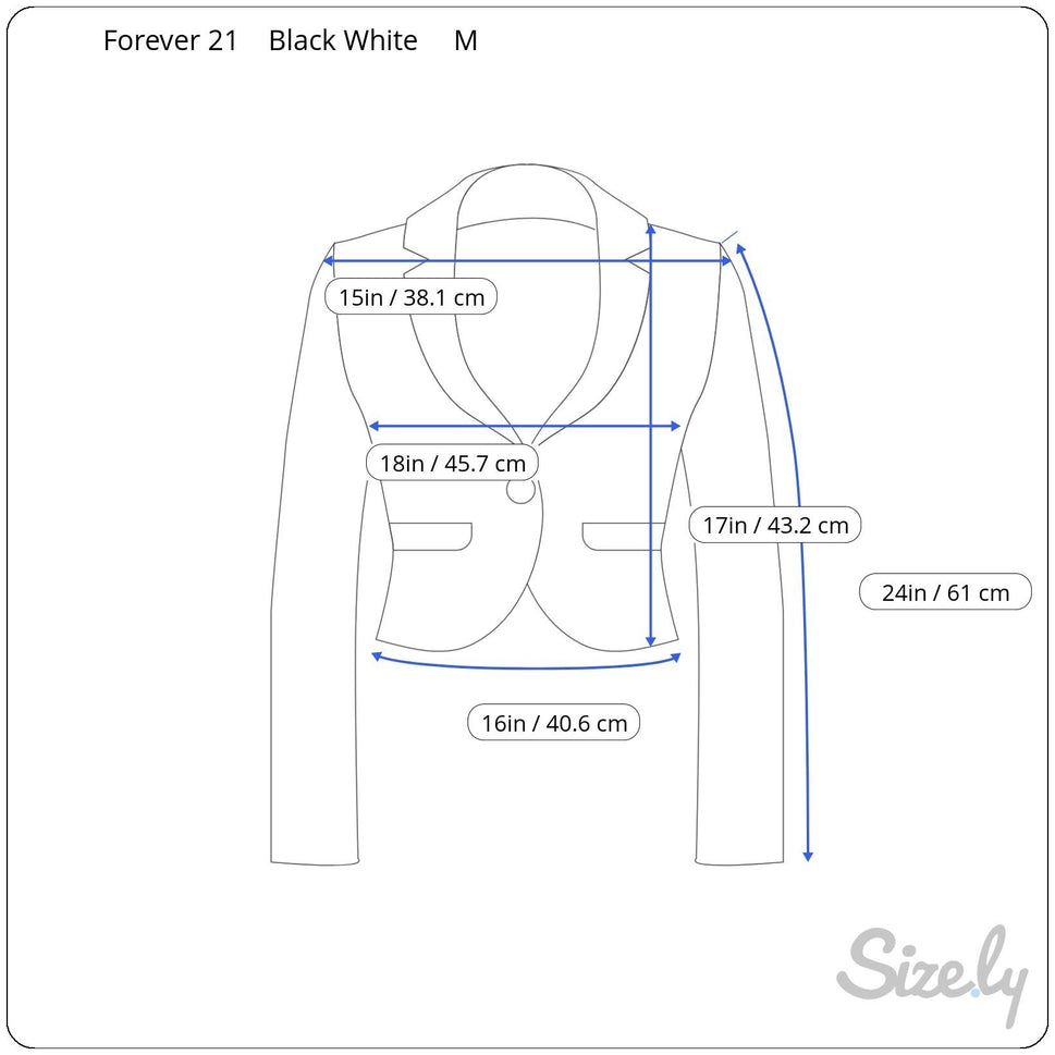 Forever 21 Womens Black White Tweed Cropped Double Breasted Blazer Jacket M