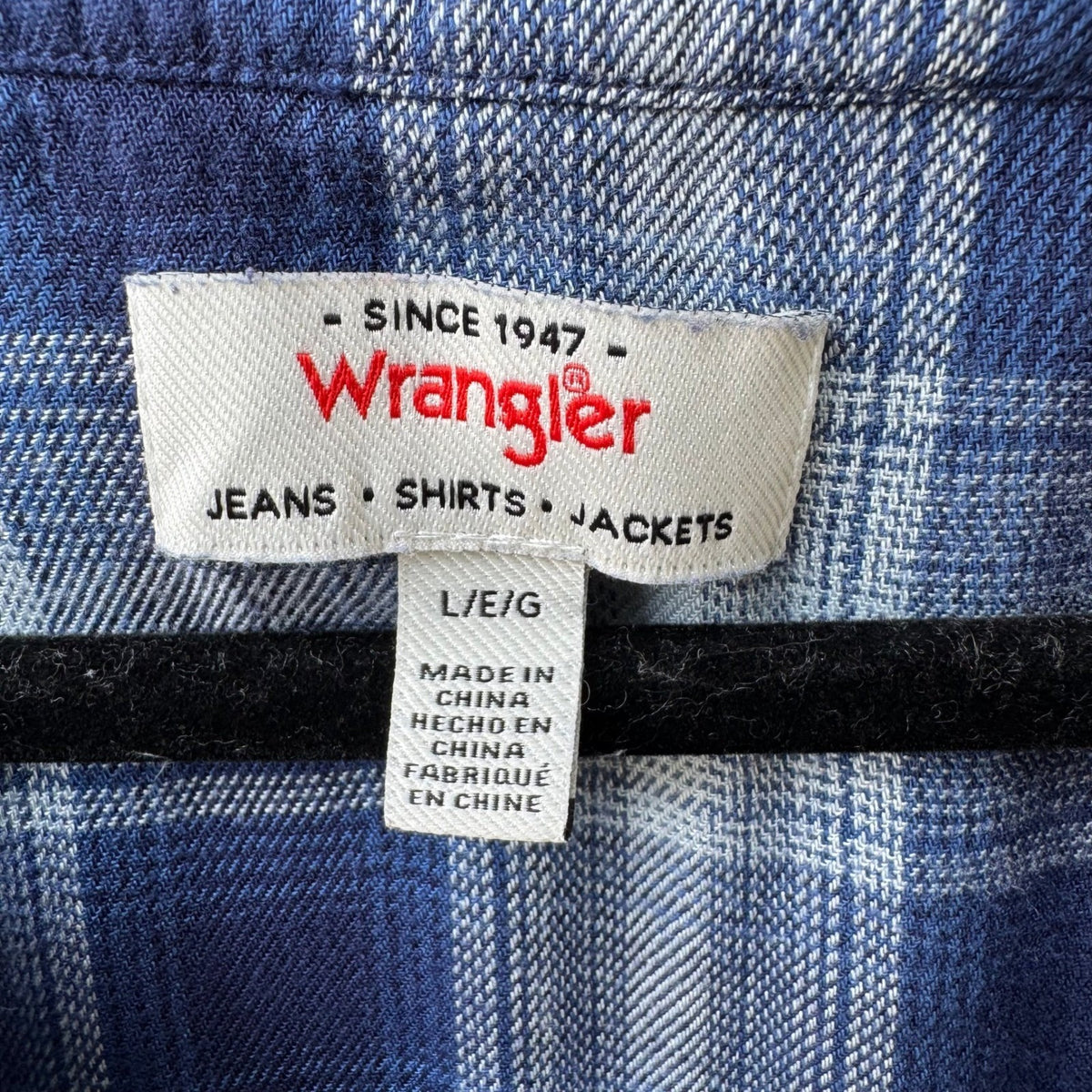 Wrangler Plaid Cottagecore Western Boho Pintuck Lace Trim Peasant Blouse Blue L