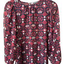 Switch Zara Boho Mod Ethereal Geometric Print Puff Sleeve Mini Shift Dress Burgundy S 3 image