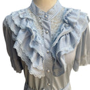 Switch Jerri Jee Vintage 70s Coquette Cottagecore Ruffle Lace Midi Dress Pastel Blue S 3 image