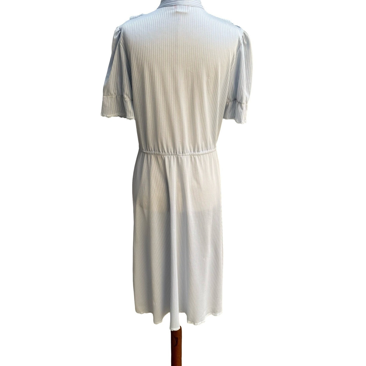 Jerri Jee Vintage 70s Coquette Cottagecore Ruffle Lace Midi Dress Pastel Blue S