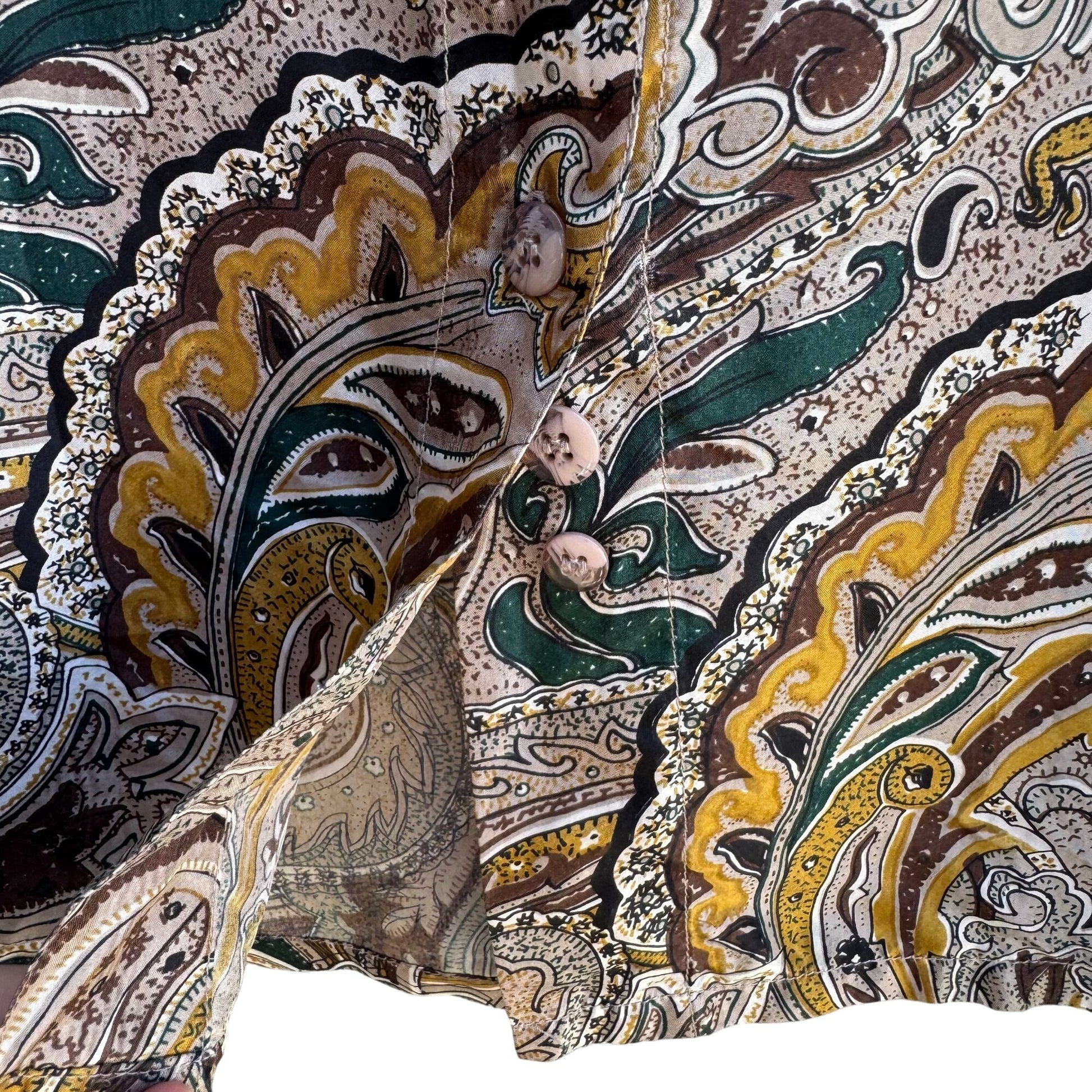 Adrian Jordan Vintage Womens Boho Paisley Silk Long Sleeve Button Shirt Blouse 22