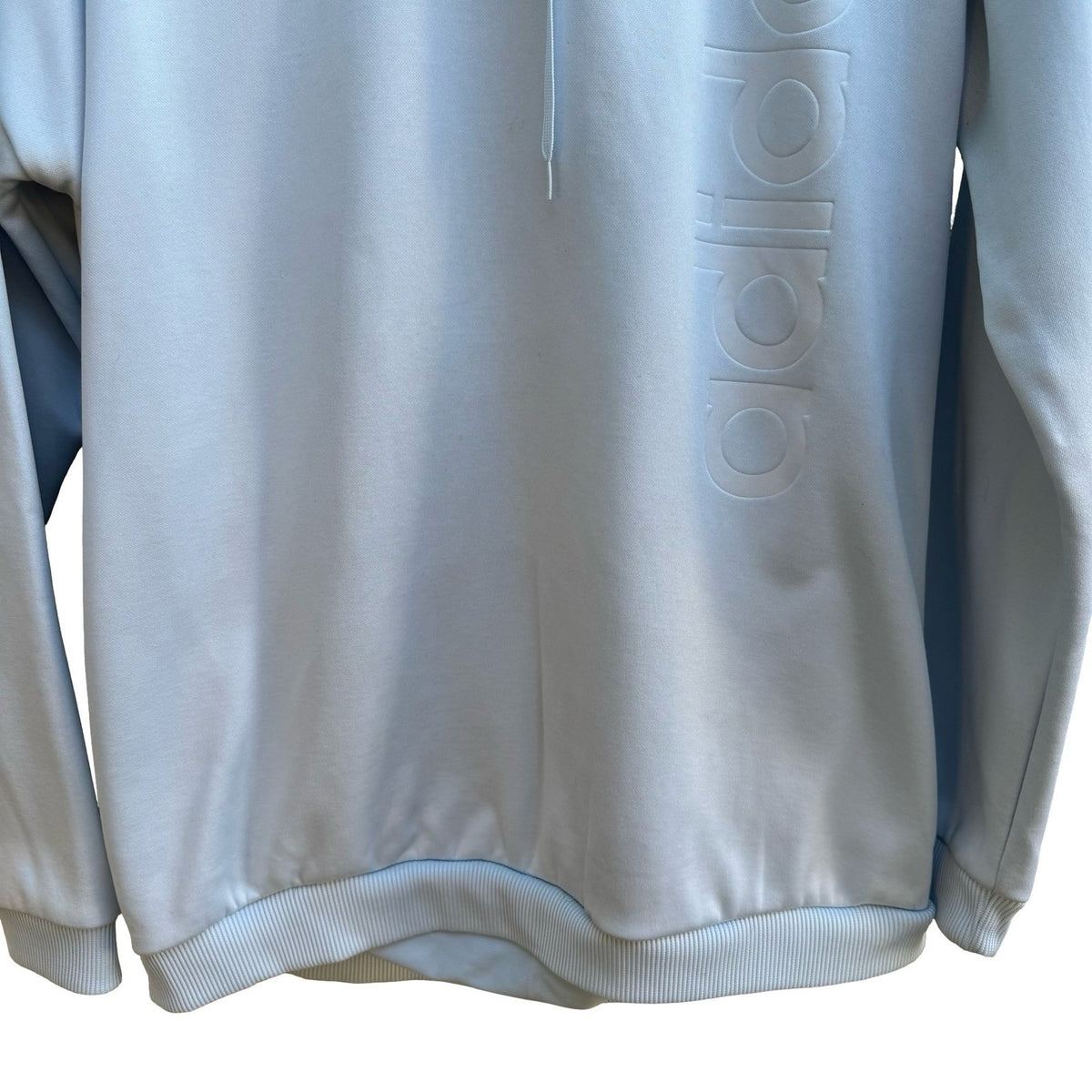 Adidas Aeroready Embossed Logo Mesh Hood Pullover Hoodie Pastel Blue Womens L