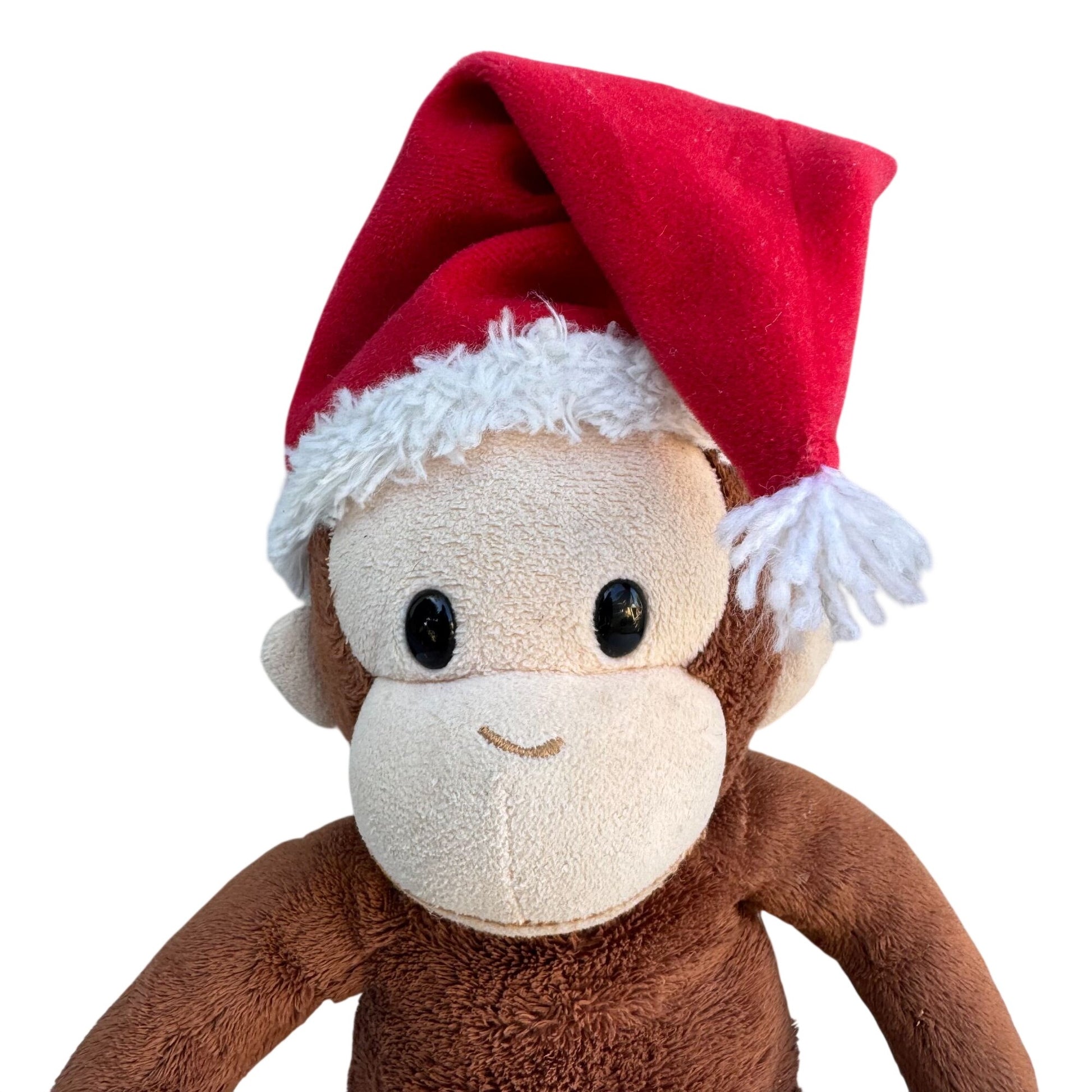 Curious George Vintage 90s Collectible Monkey Plush Toy With Santa Hat Applause