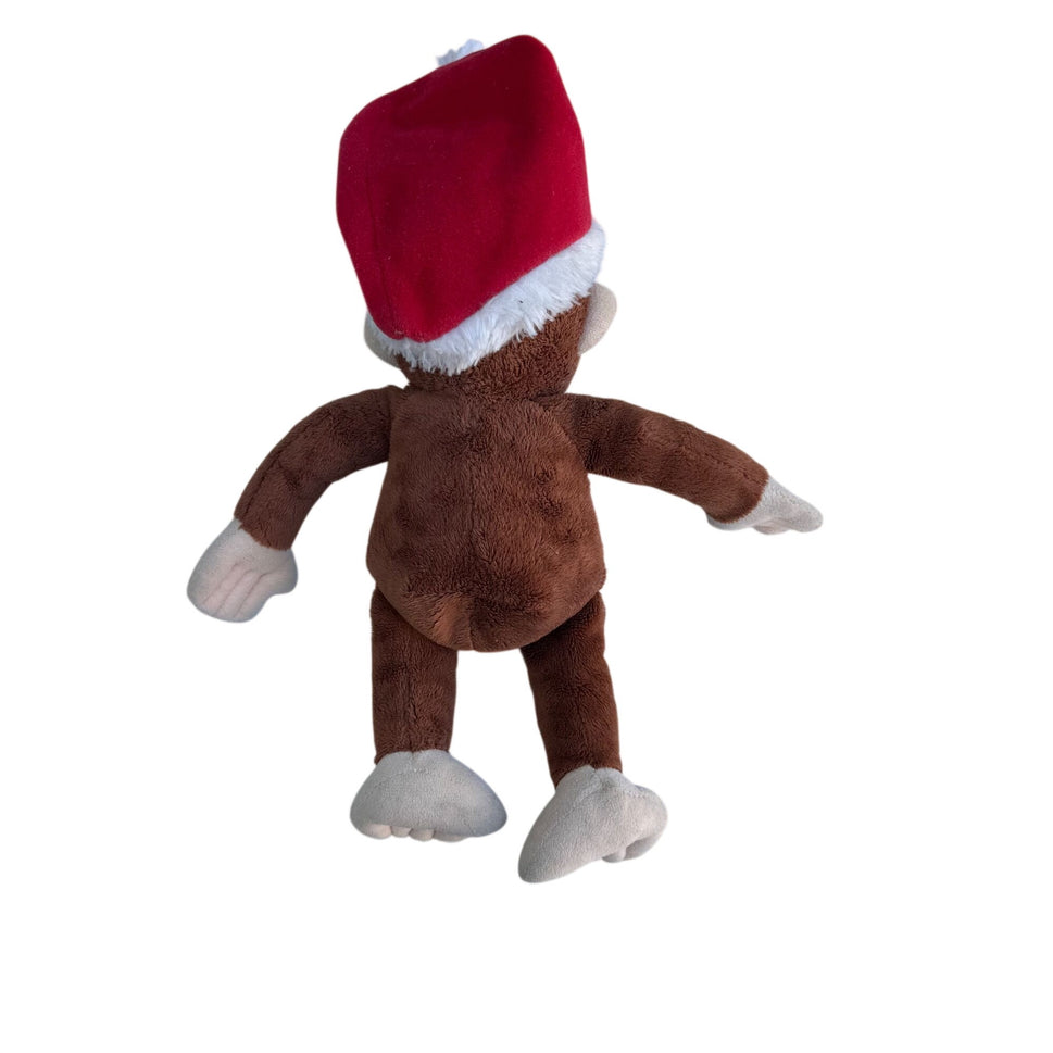 Curious George Vintage 90s Collectible Monkey Plush Toy With Santa Hat Applause