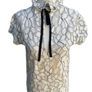 Switch H&amp;M Coquette Victorian Gothic Floral Lace Mock Neck Velvet Tie Shift Dress S 3 image