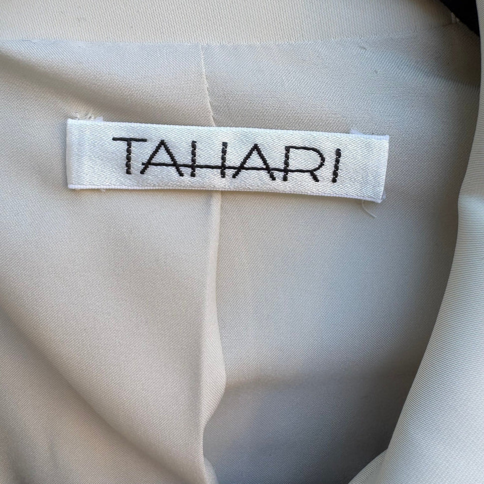 Tahari Minimalist Longline Quiet Luxury Tailored Neutral Blazer Jacket Coat 8