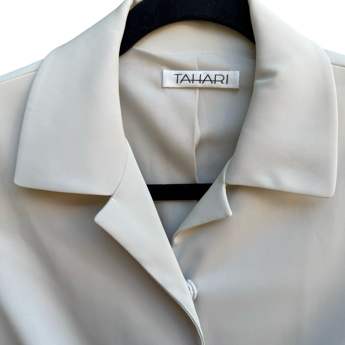 Tahari Minimalist Longline Quiet Luxury Tailored Neutral Blazer Jacket Coat 8