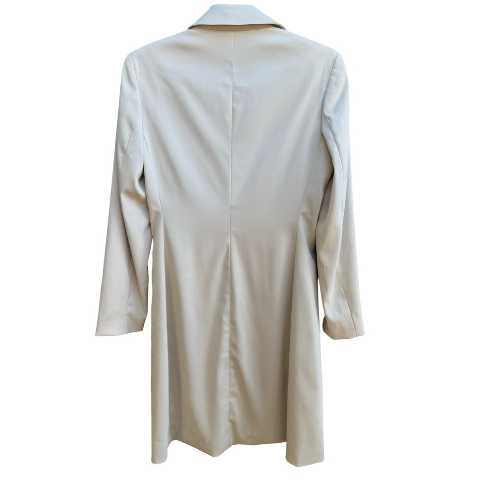 Tahari Minimalist Longline Quiet Luxury Tailored Neutral Blazer Jacket Coat 8
