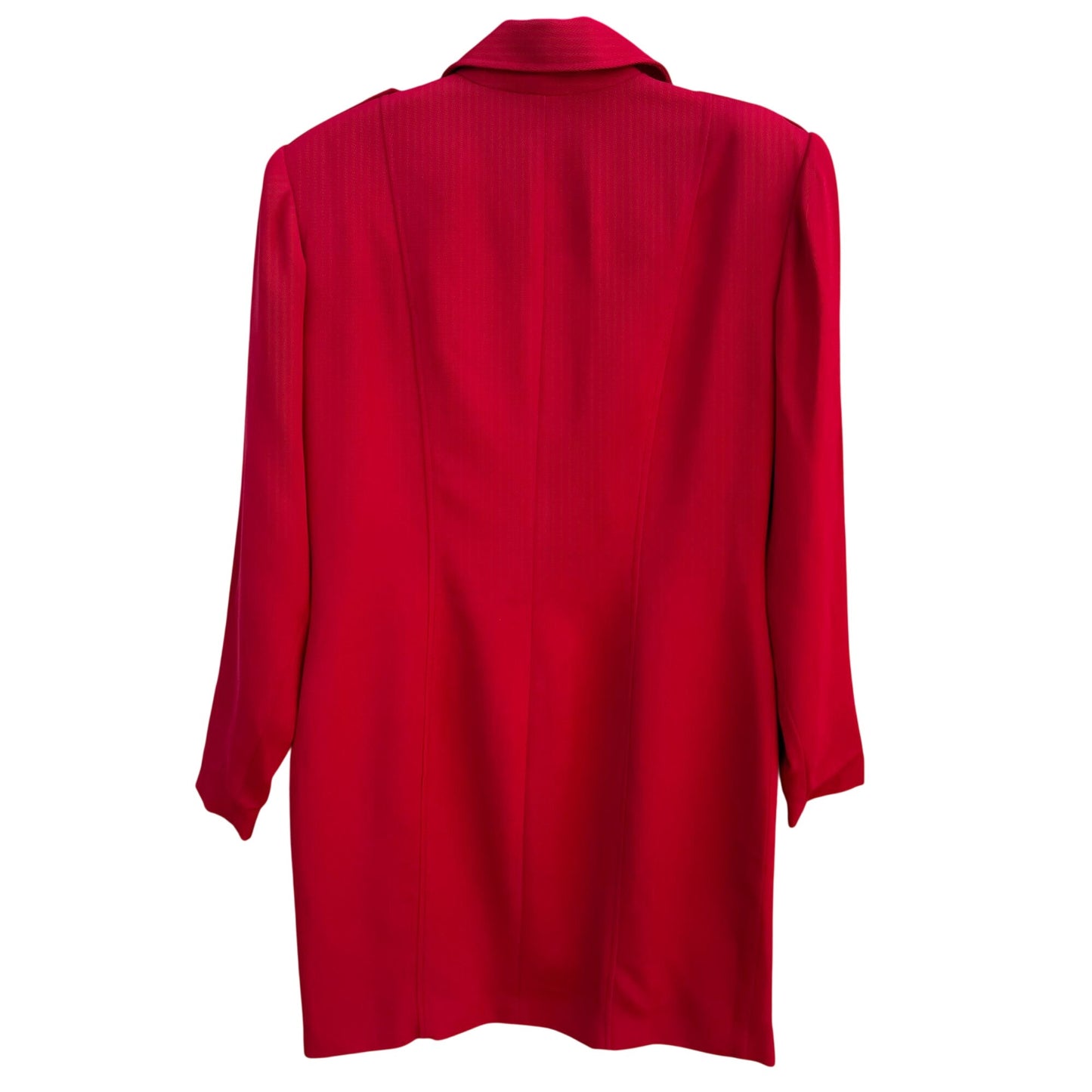 Halston Lifestyle Vintage 70s Red Shirt Dress Womens 12 Shoulder Epaulets Pockes