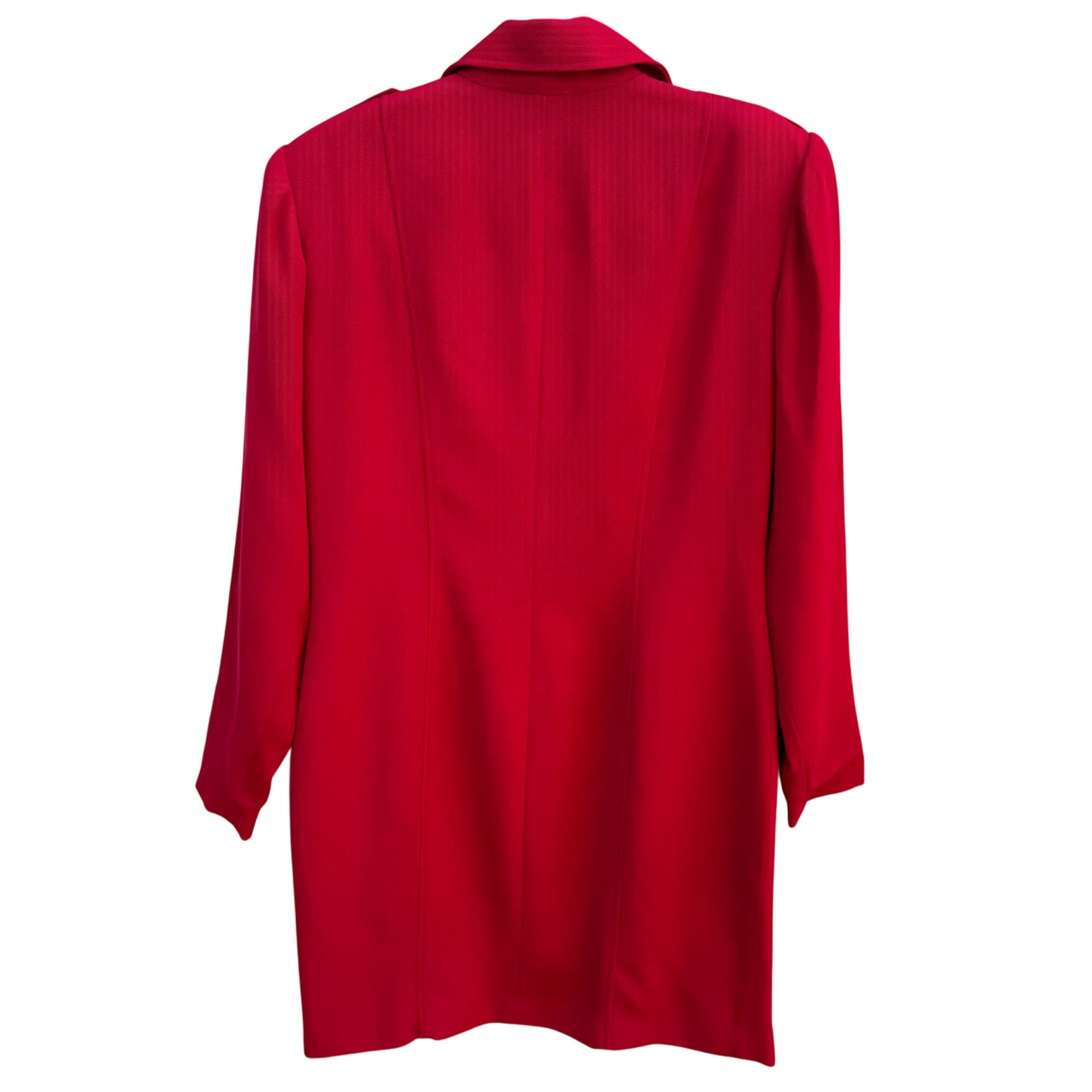 Halston Lifestyle Vintage 70s Red Shirt Dress Womens 12 Shoulder Epaulets Pockes