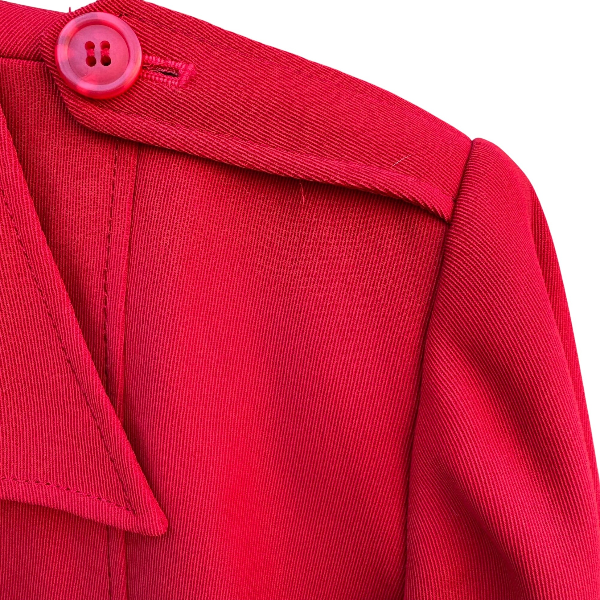 Halston Lifestyle Vintage 70s Red Shirt Dress Womens 12 Shoulder Epaulets Pockes