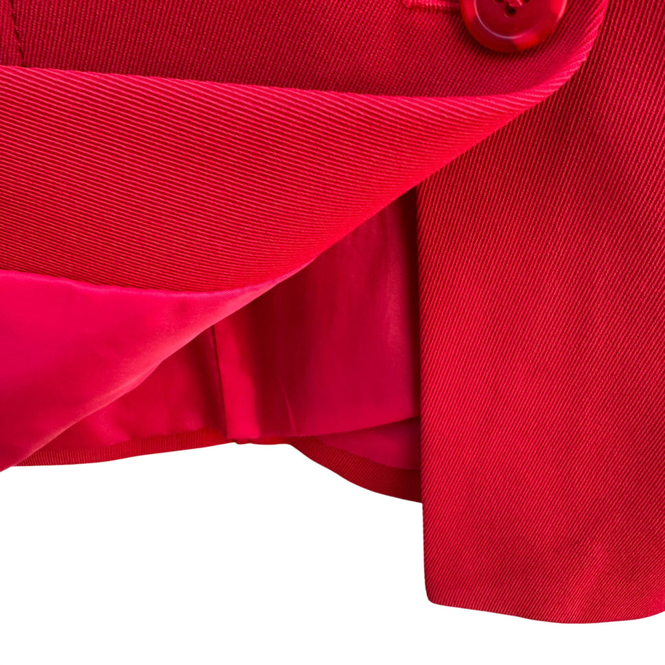 Halston Lifestyle Vintage 70s Red Shirt Dress Womens 12 Shoulder Epaulets Pockes