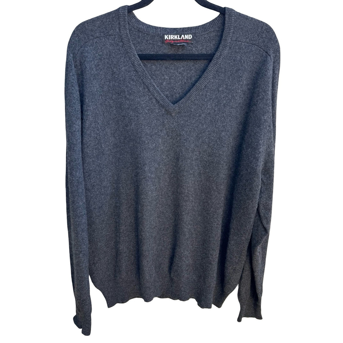 Kirkland Signature 100% Cashmere Quiet Luxury Minimalist Sweater Grey Mens L