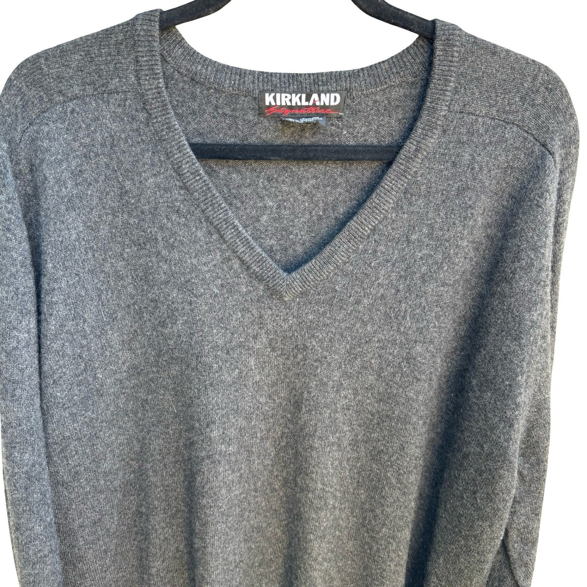 Kirkland Signature 100% Cashmere Quiet Luxury Minimalist Sweater Grey Mens L