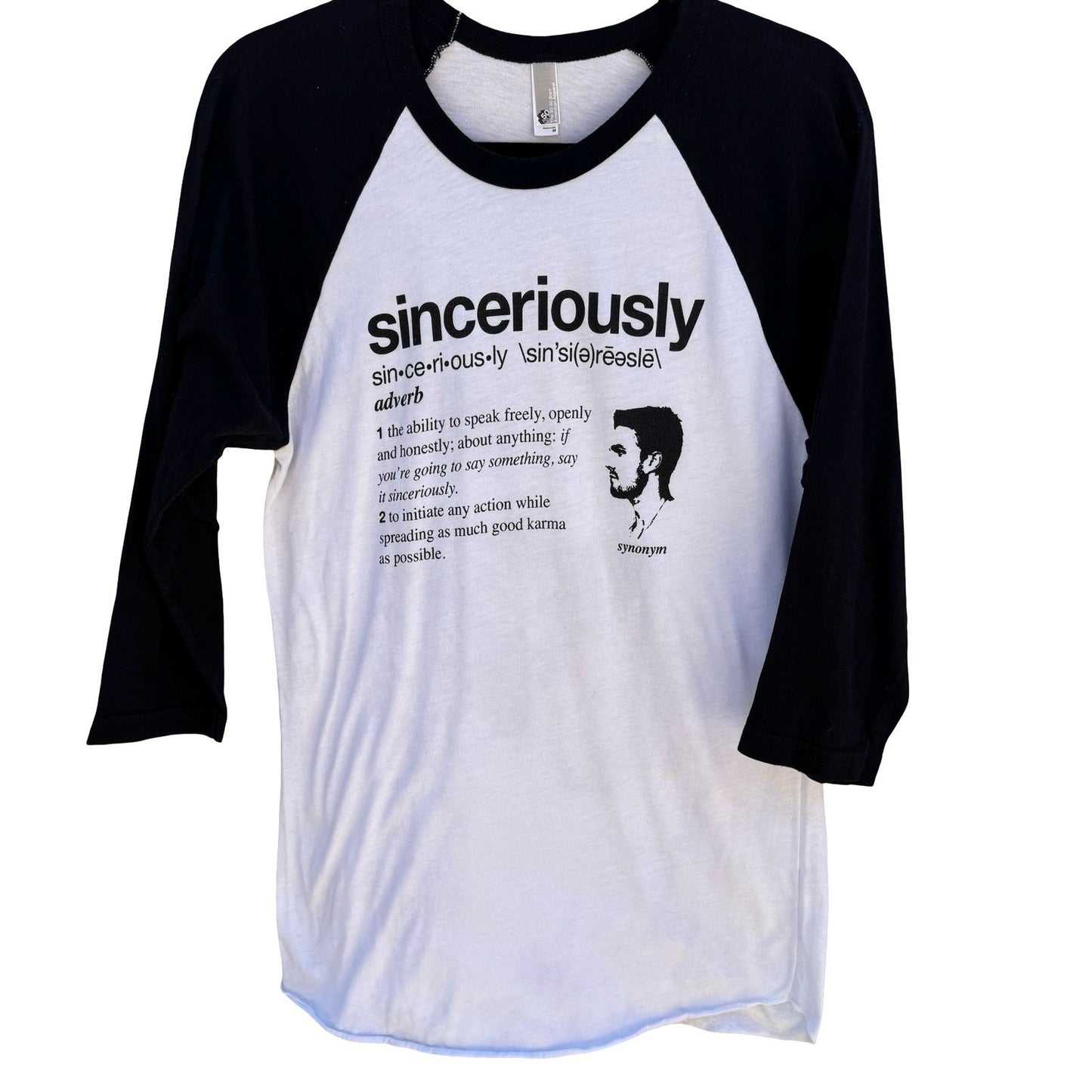 American Apparel Sinceriously Dictionary Art Raglan Indie Baseball Graphic Tee M