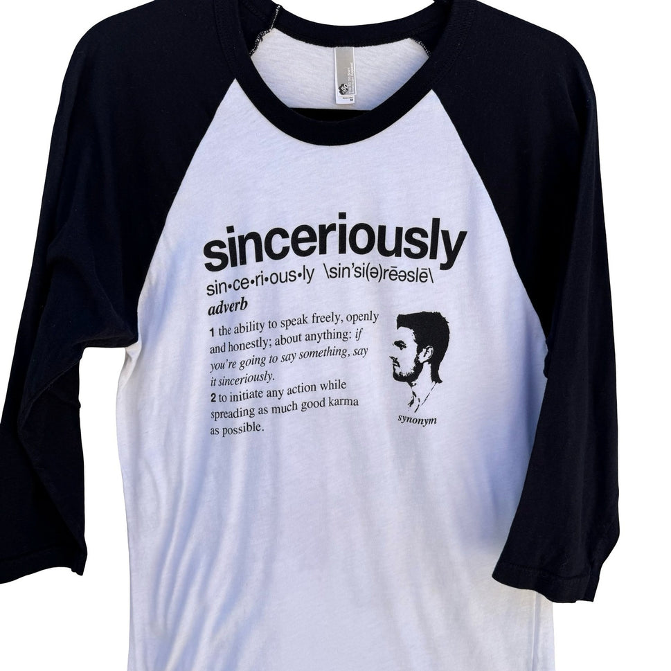 American Apparel Sinceriously Dictionary Art Raglan Indie Baseball Graphic Tee M