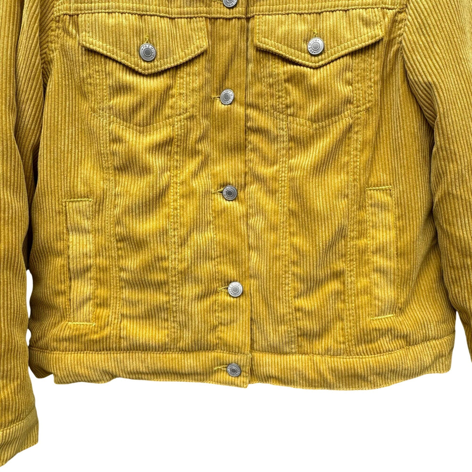 Love Tree Womens Mustard Yellow Western Sherpa Fleece Corduroy Short Jacket Med