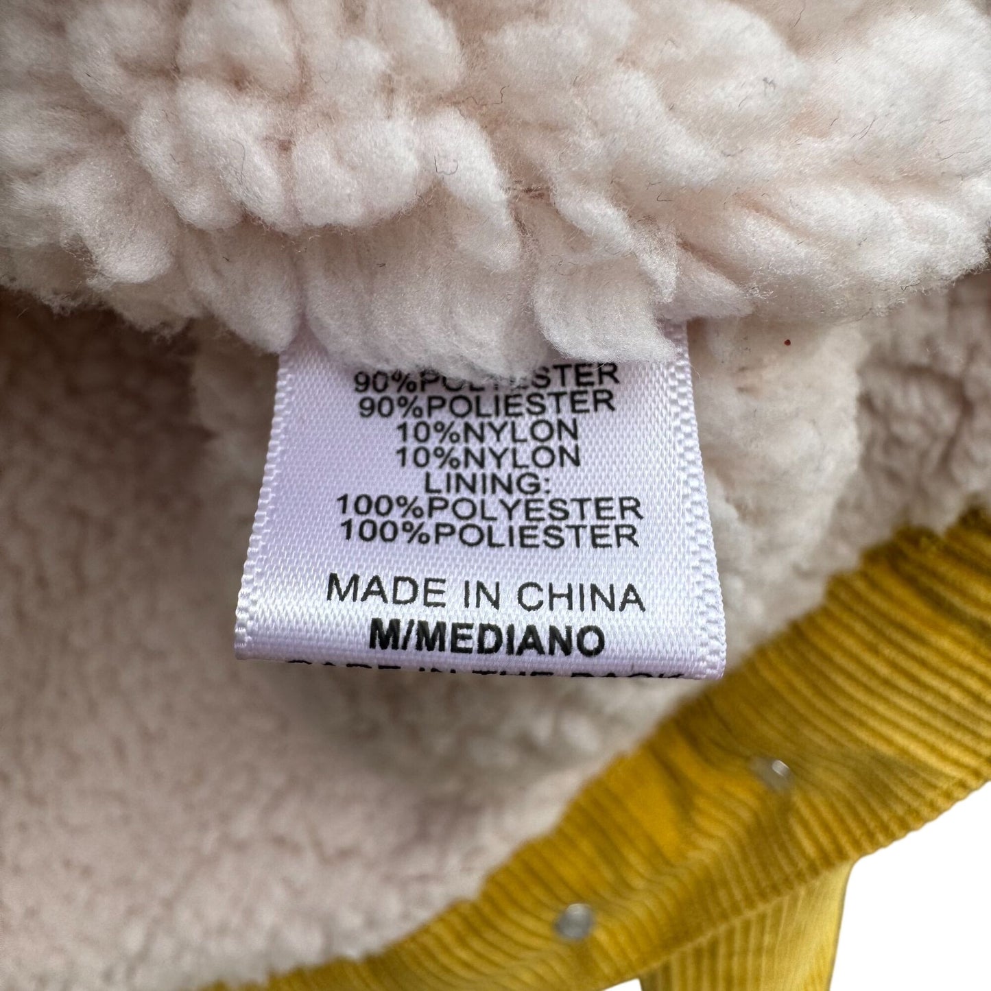 Love Tree Womens Mustard Yellow Western Sherpa Fleece Corduroy Short Jacket Med