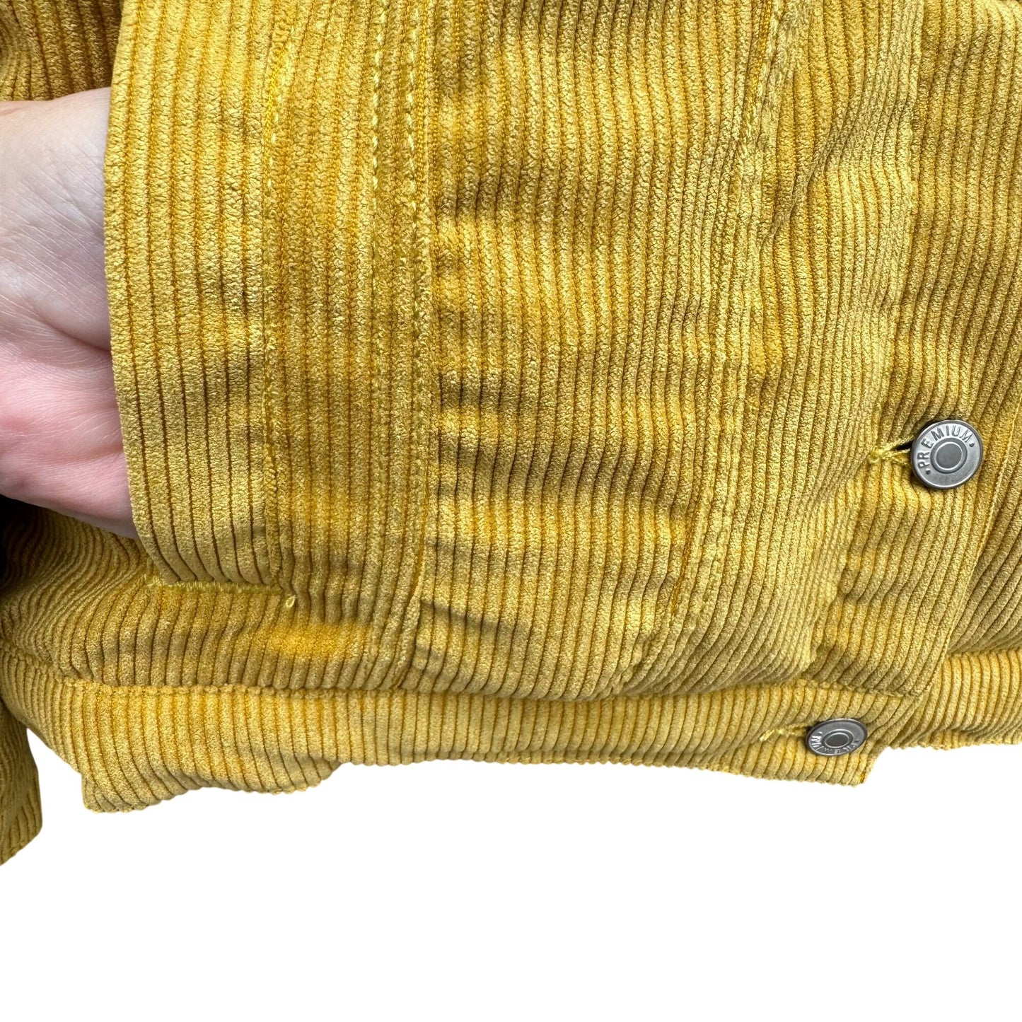 Love Tree Womens Mustard Yellow Western Sherpa Fleece Corduroy Short Jacket Med