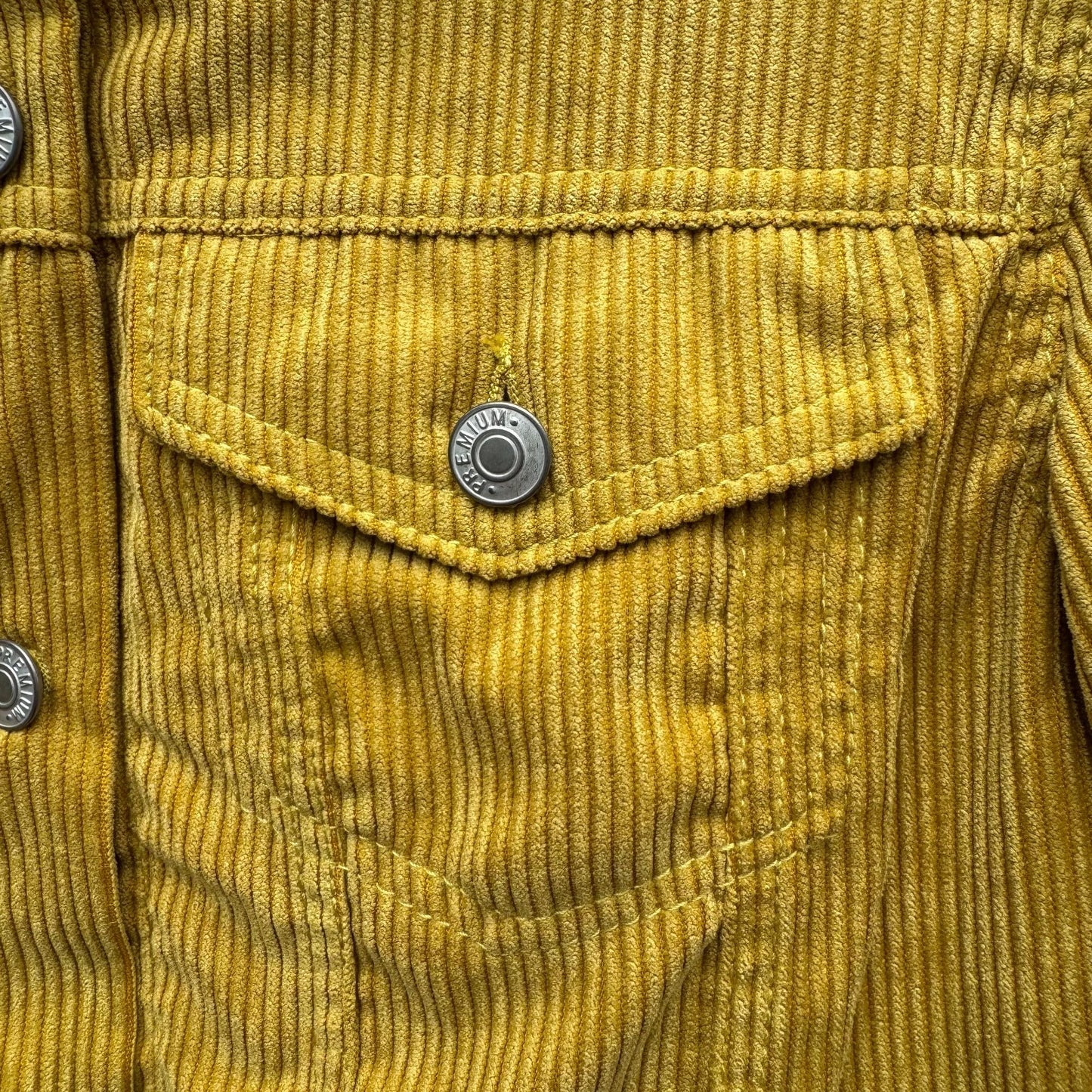 Love Tree Womens Mustard Yellow Western Sherpa Fleece Corduroy Short Jacket Med