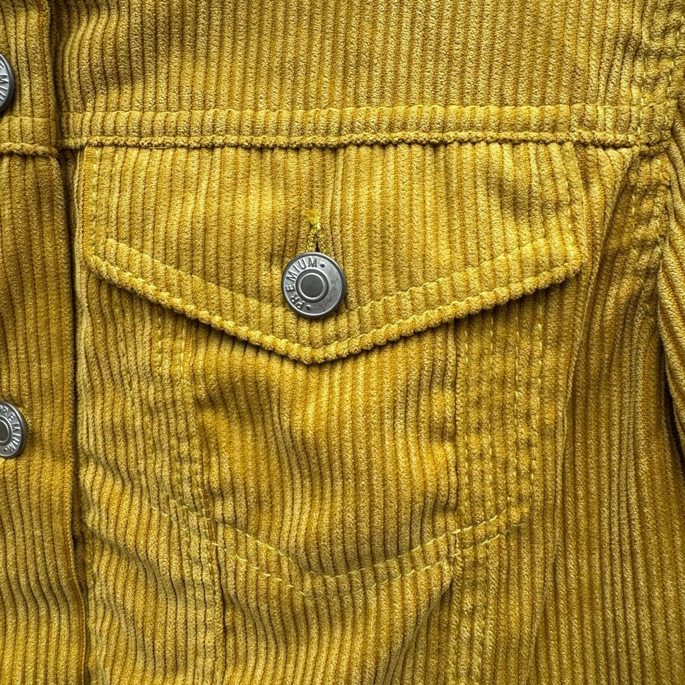 Love Tree Womens Mustard Yellow Western Sherpa Fleece Corduroy Short Jacket Med