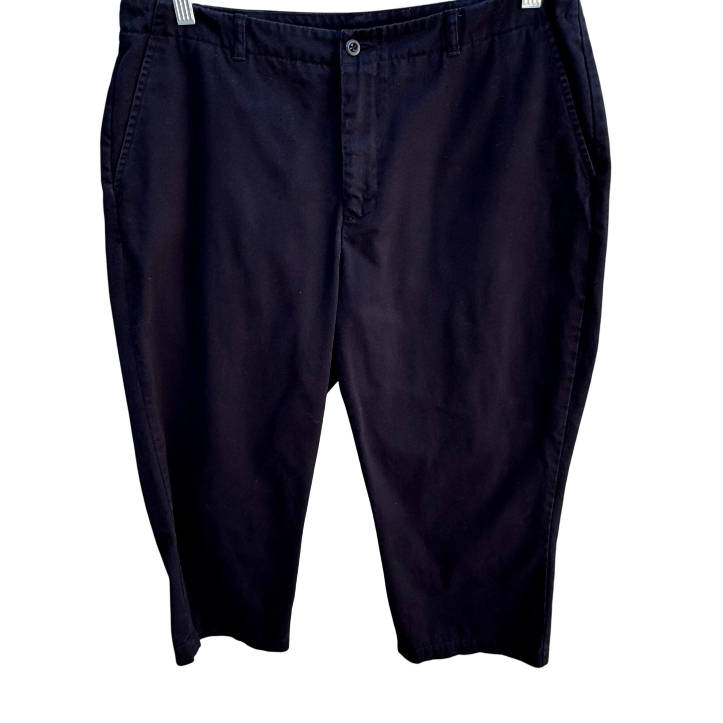 Lands End Vintage 90s Y2K Womens Black Relaxed Fit Chino Capri Pants Casual 14P