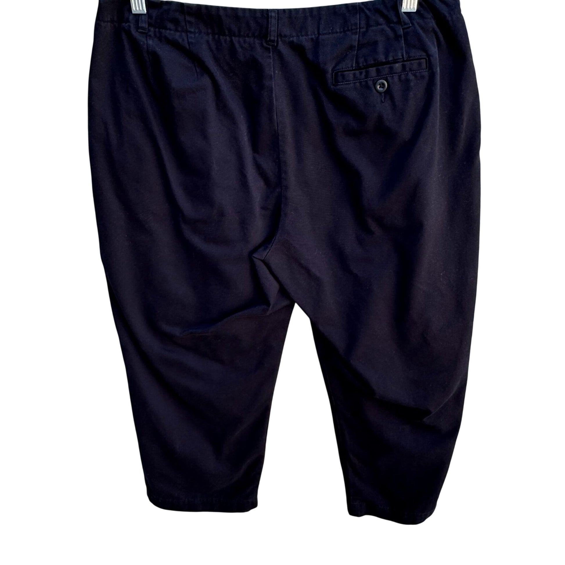 Lands End Vintage 90s Y2K Womens Black Relaxed Fit Chino Capri Pants Casual 14P