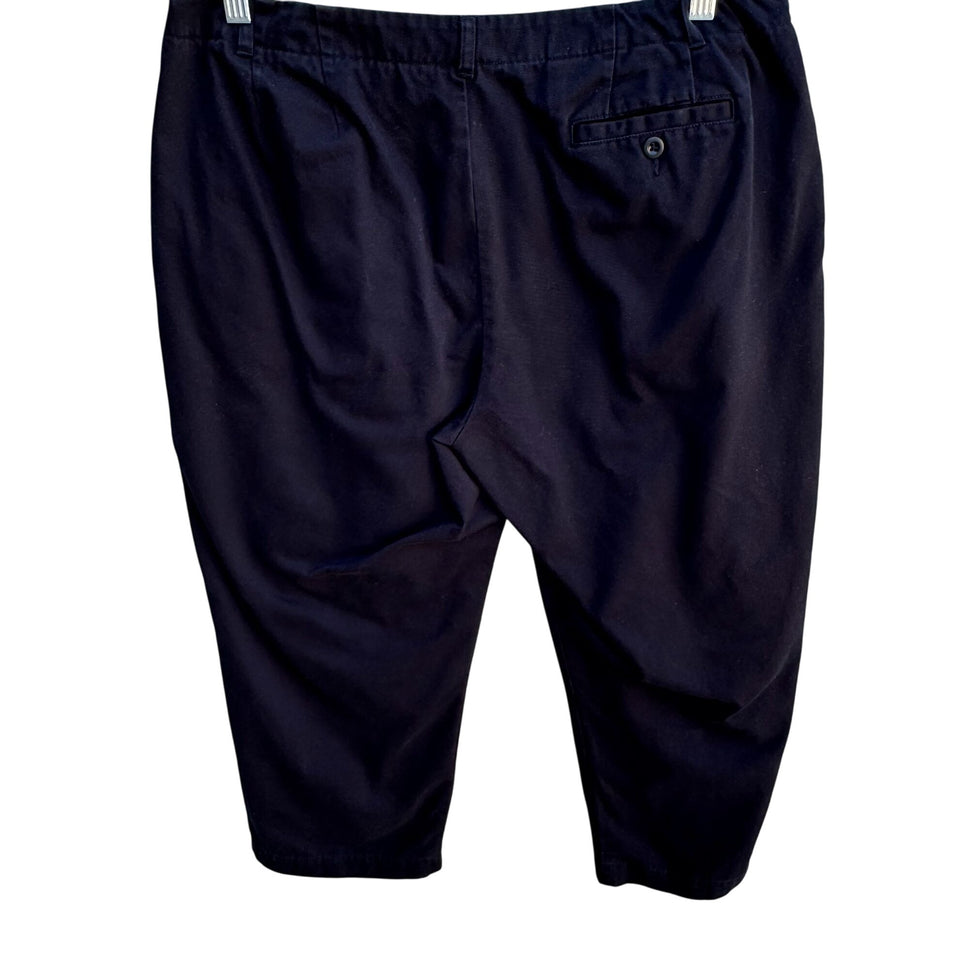 Lands End Vintage 90s Y2K Womens Black Relaxed Fit Chino Capri Pants Casual 14P