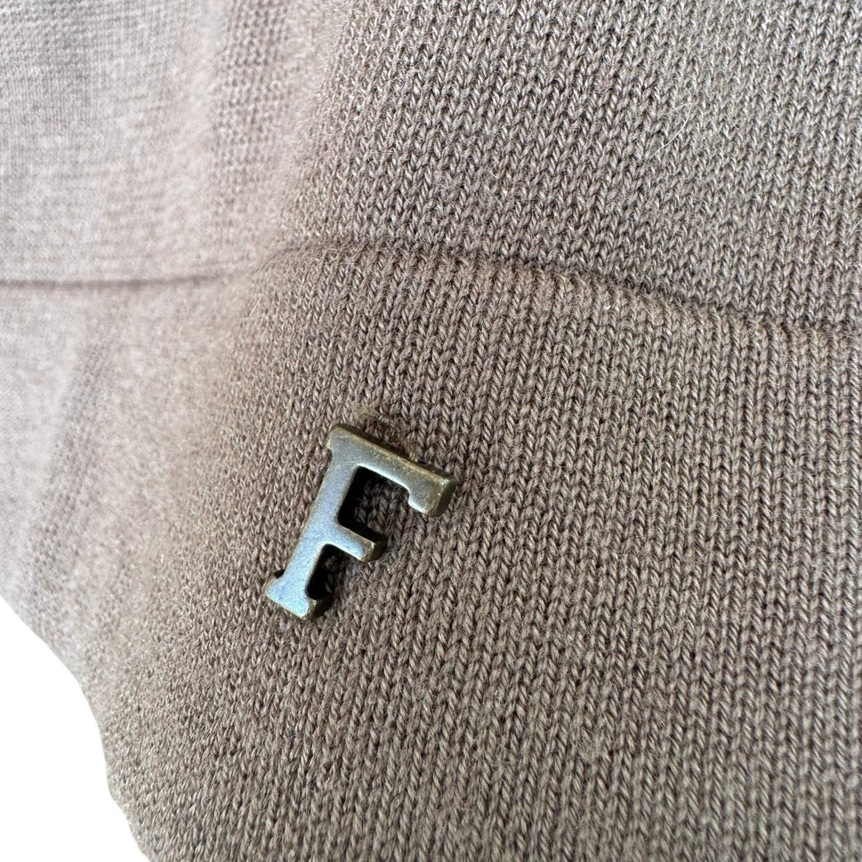 Faconnable Silk Cashmere Blend Preppy Ribbed V-Neck Sweater Vest Brown Mens XL