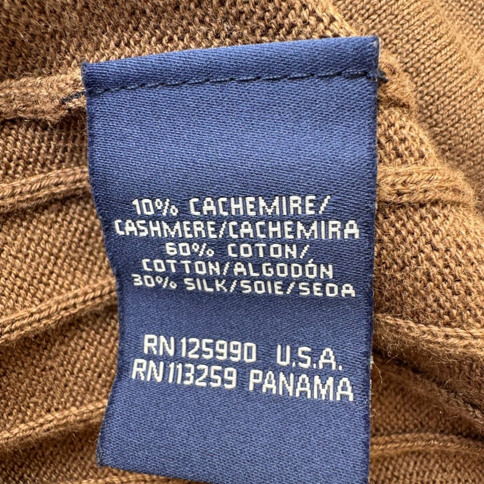 Faconnable Silk Cashmere Blend Preppy Ribbed V-Neck Sweater Vest Brown Mens XL