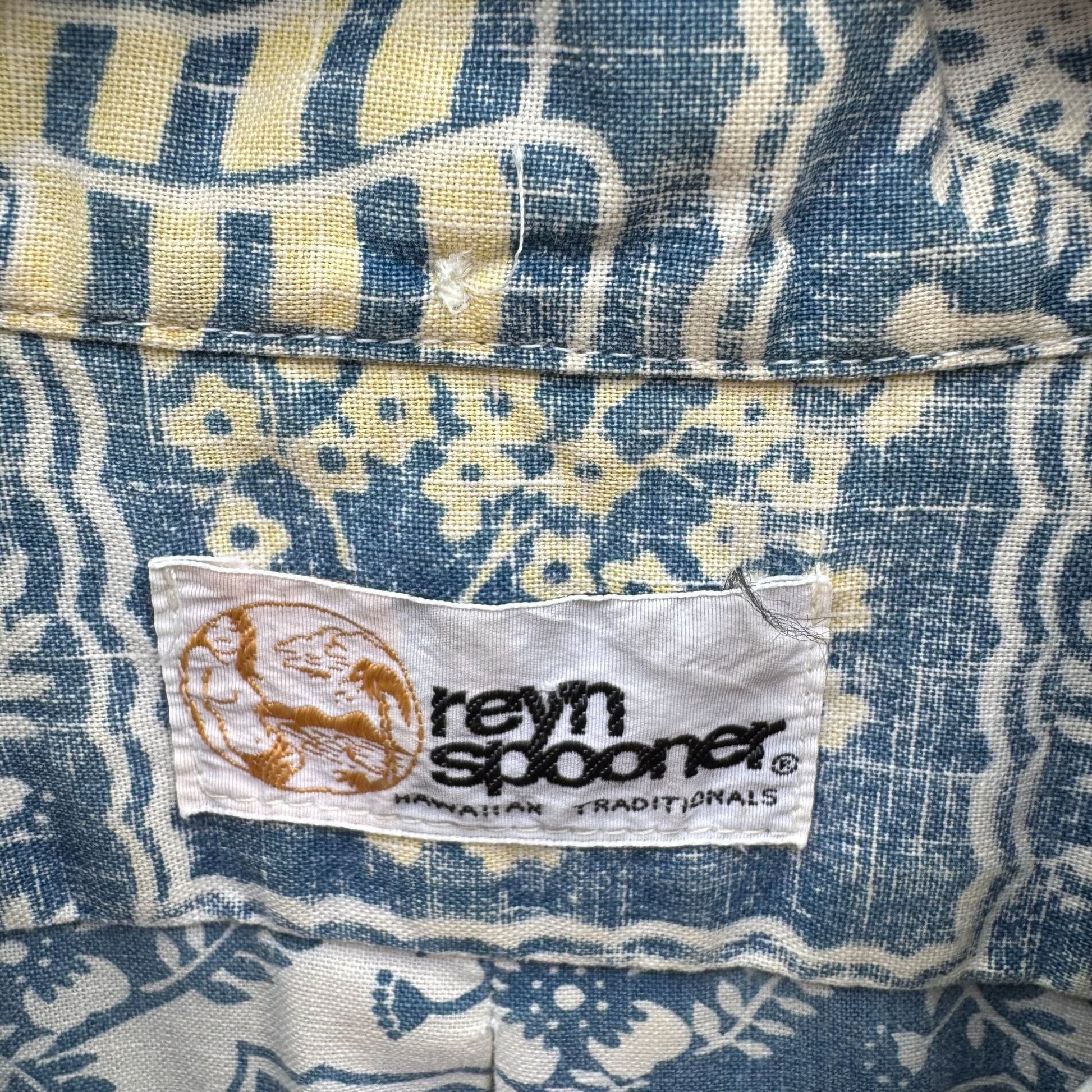 Reyn Spooner Vintage Mens Blue Hawaiian Lahain Sailor Button-Up Shirt Gold Label