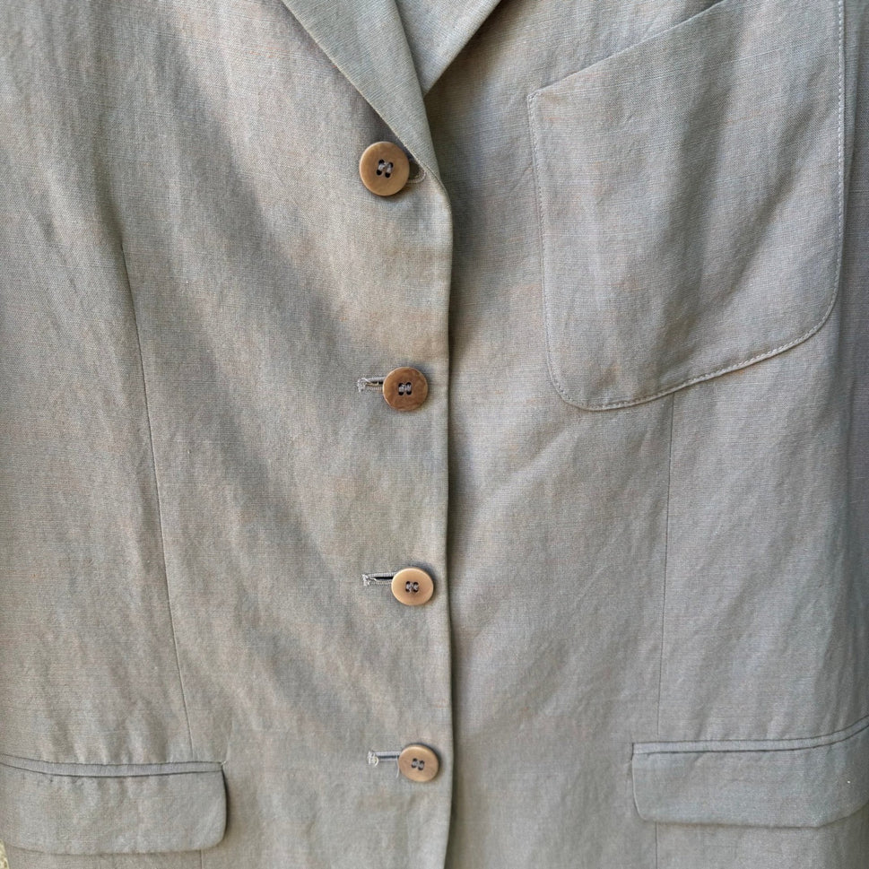 Calvin Klein Vintage 90s Linen Blend Minimalist Old Money Blazer Jacket Tan 8