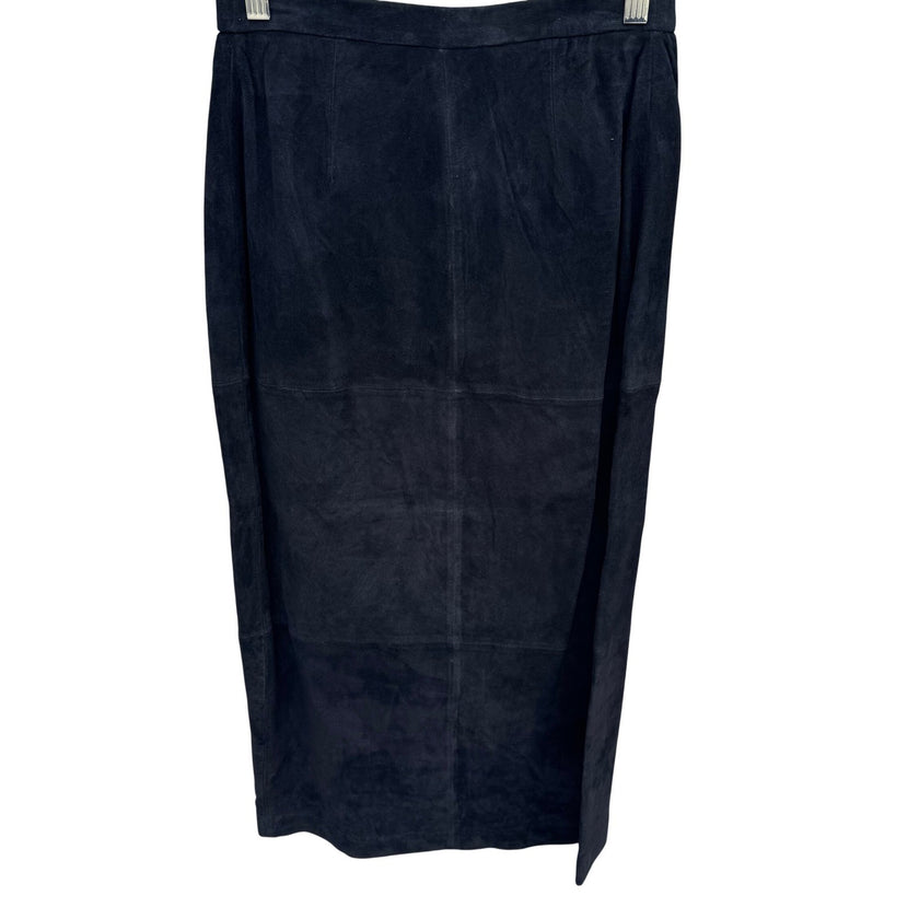 Terry Lewis Classic Luxuries Black Suede Leather Maxi Skirt T5019-001 Womens 6P