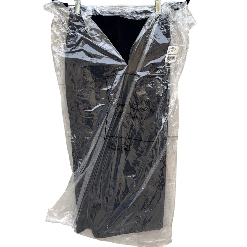 Terry Lewis Classic Luxuries Black Suede Leather Maxi Skirt T5019-001 Womens 6P
