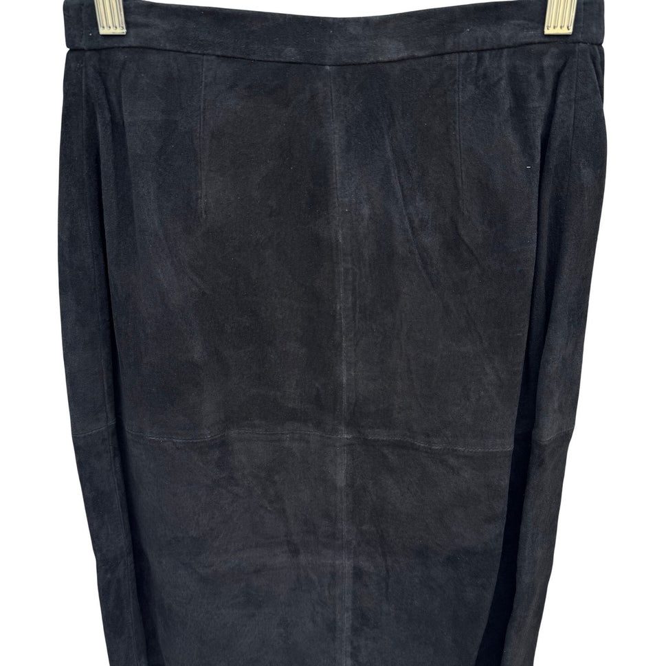Terry Lewis Classic Luxuries Black Suede Leather Maxi Skirt T5019-001 Womens 6P