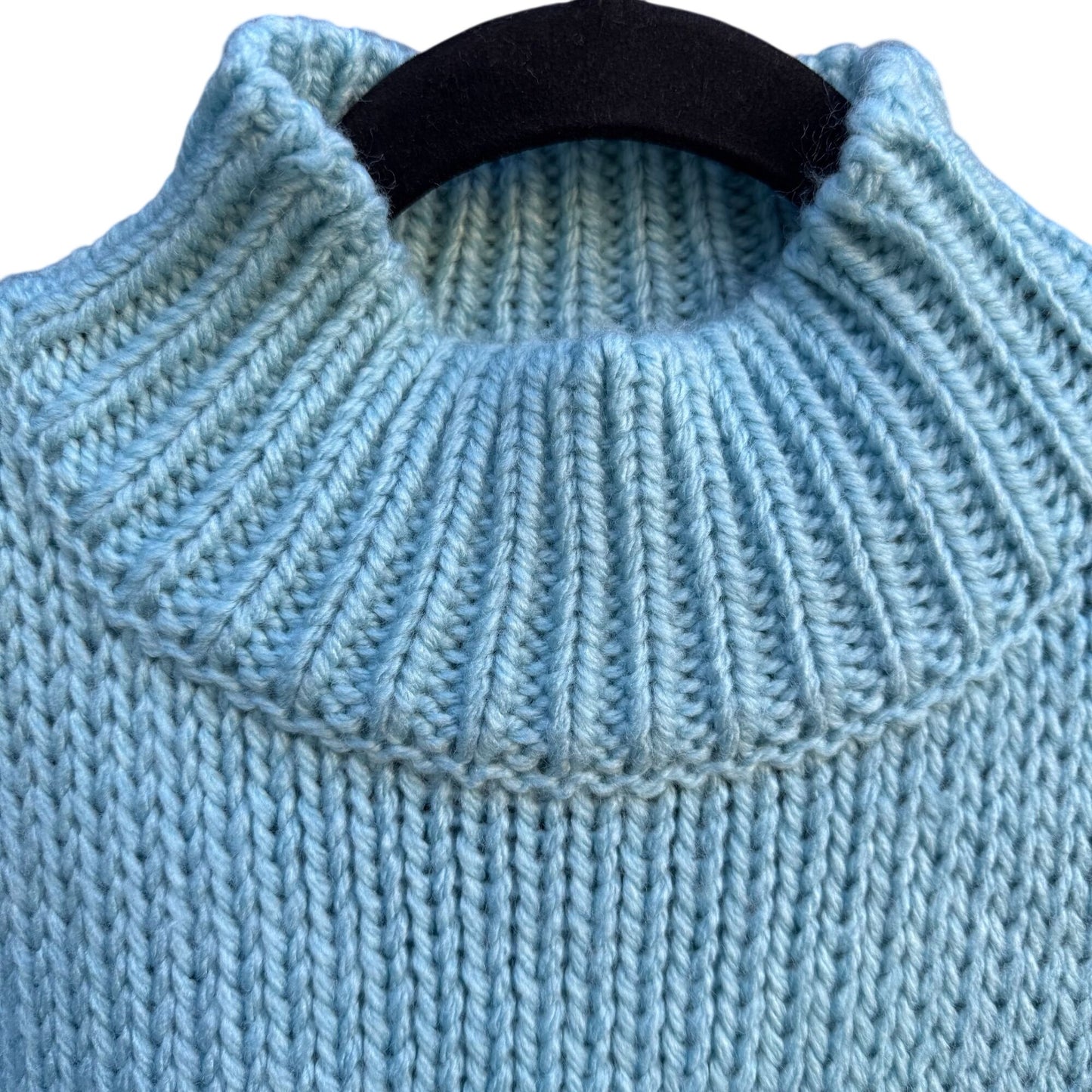 Susann D Vintage Womens Blue Chunky Knit Turtleneck Sweater Oversized Pocket S