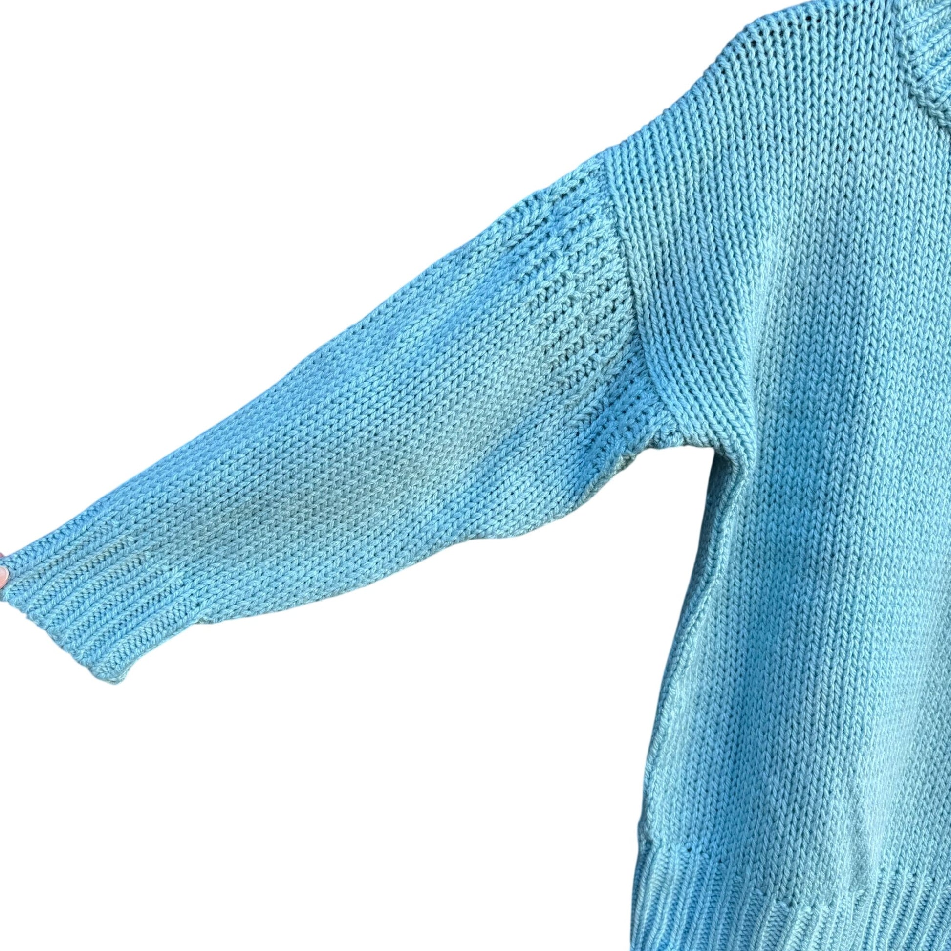 Susann D Vintage Womens Blue Chunky Knit Turtleneck Sweater Oversized Pocket S