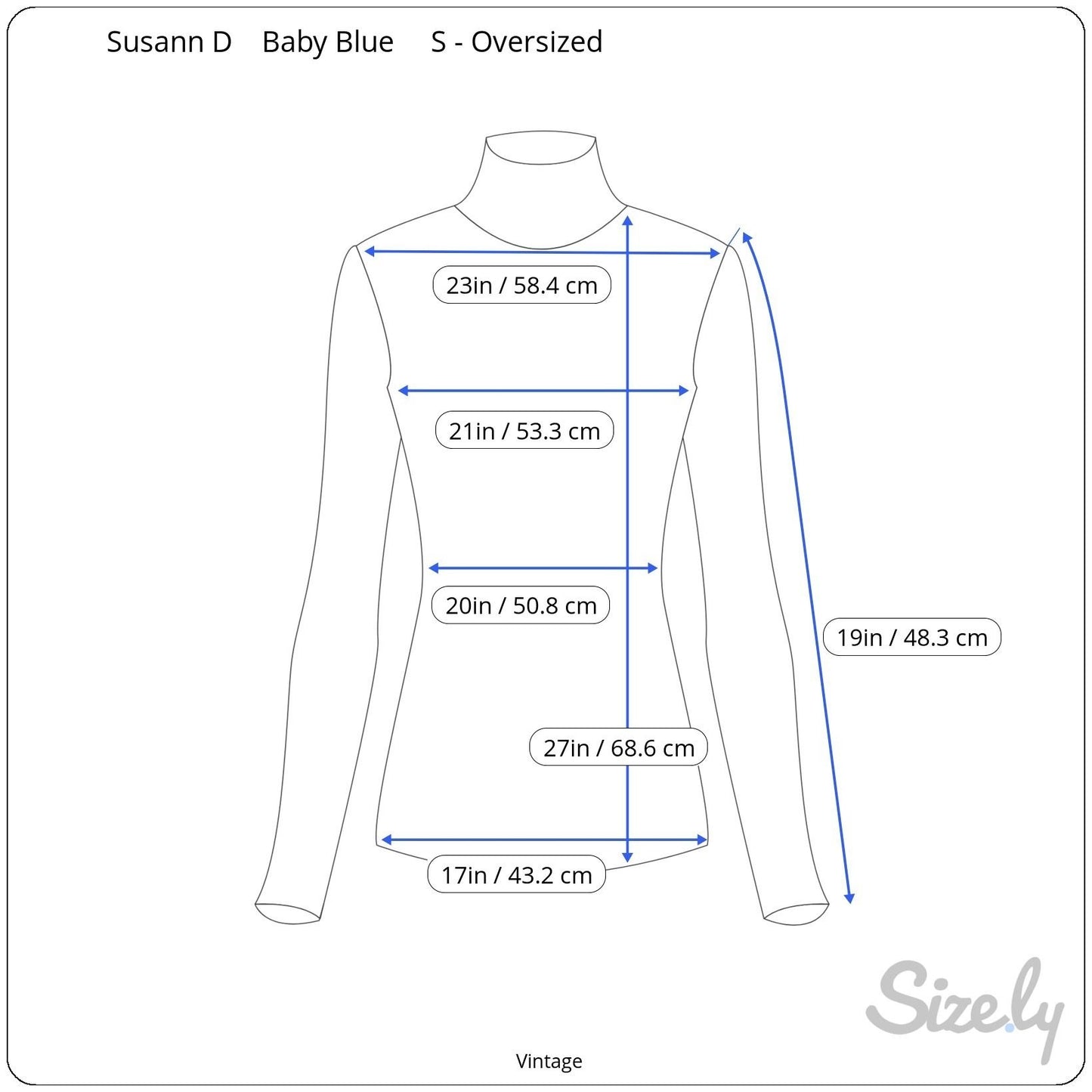 Susann D Vintage Womens Blue Chunky Knit Turtleneck Sweater Oversized Pocket S