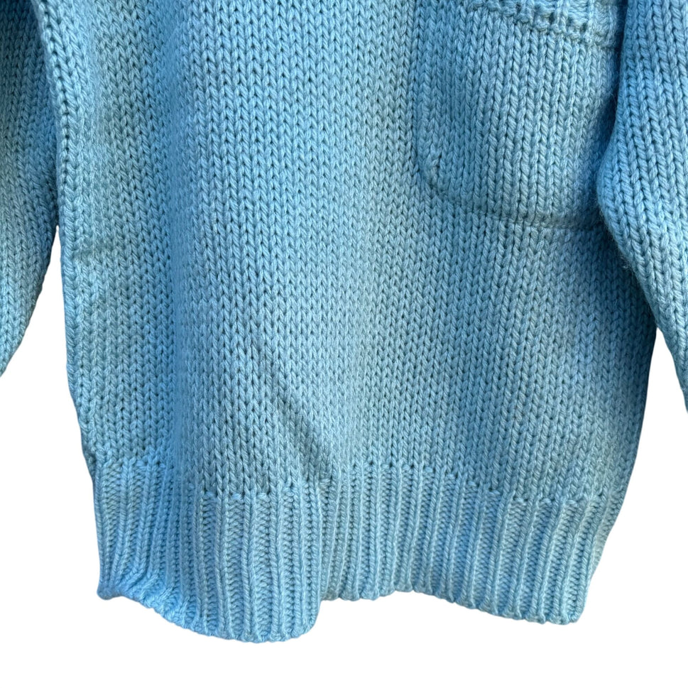 Susann D Vintage Womens Blue Chunky Knit Turtleneck Sweater Oversized Pocket S