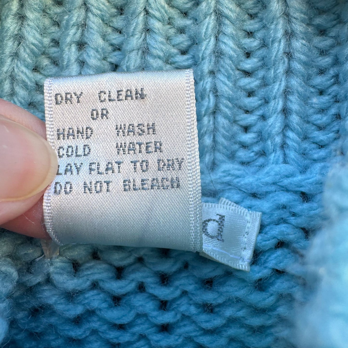 Susann D Vintage Womens Blue Chunky Knit Turtleneck Sweater Oversized Pocket S