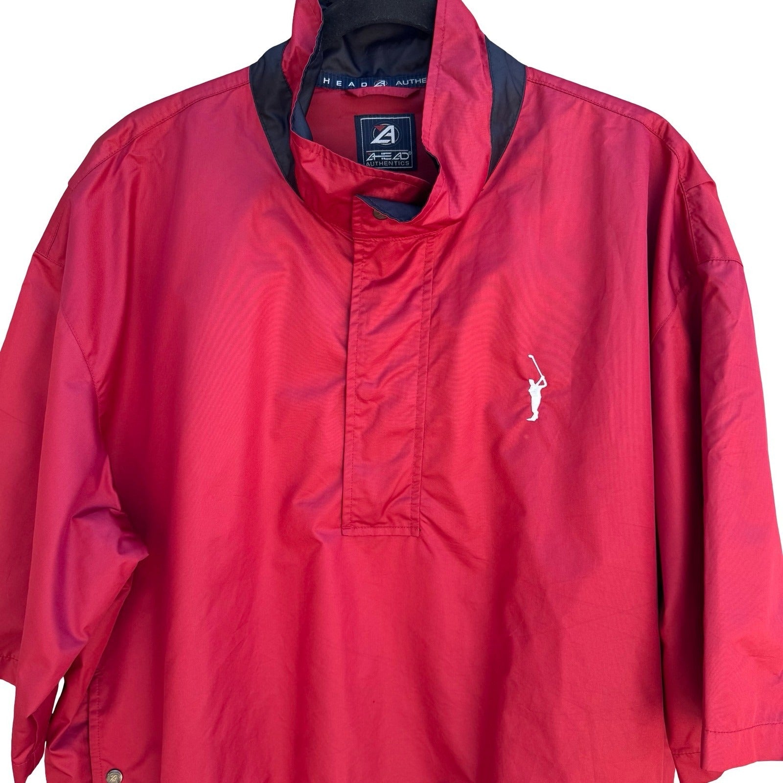 Ahead Authentics Gorpcore Red Athleisure Golf Windshirt Pullover Sporty Mens L