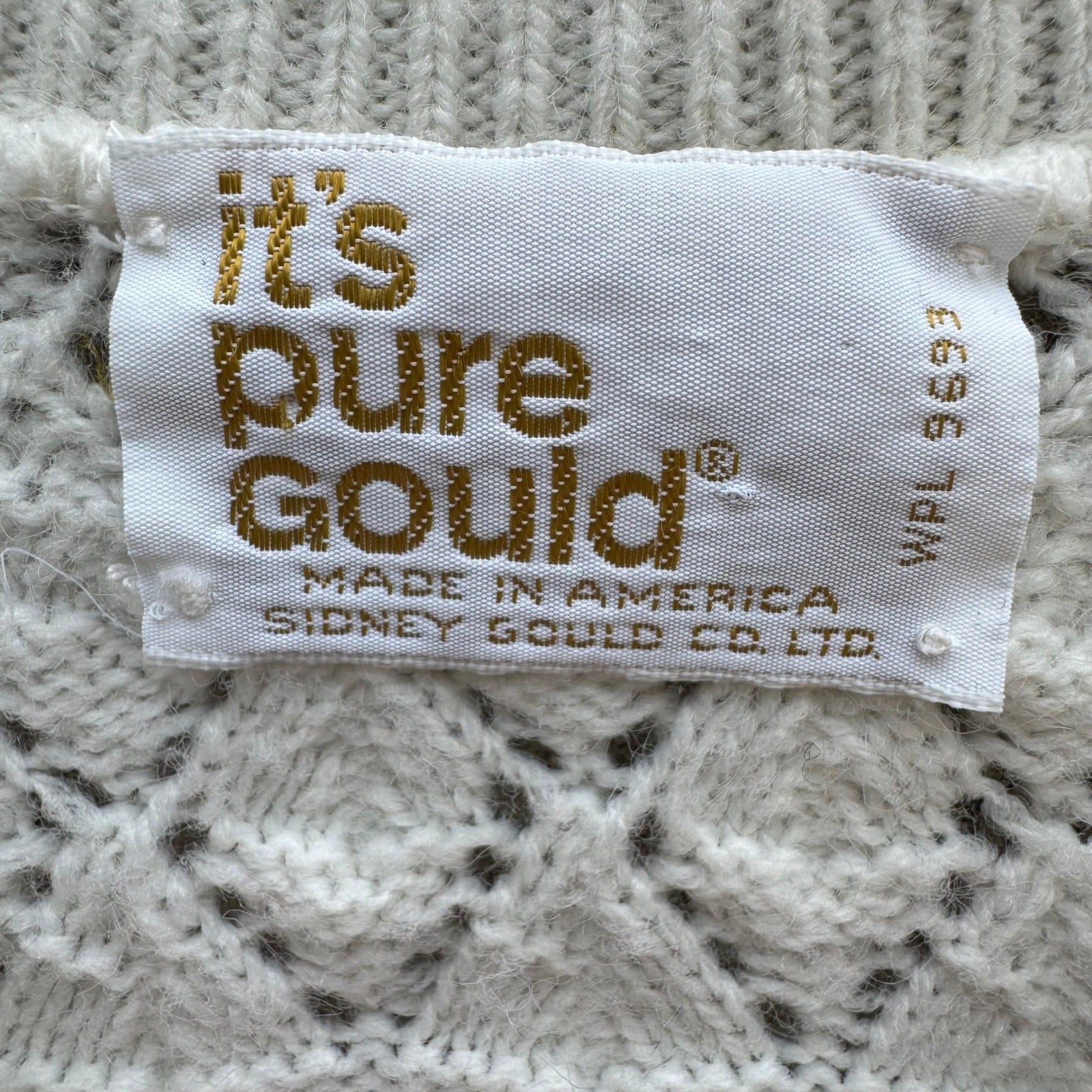 Its Pure Gould Vintage Ivory Pointelle Knit Cardigan Embroidered Made in USA
